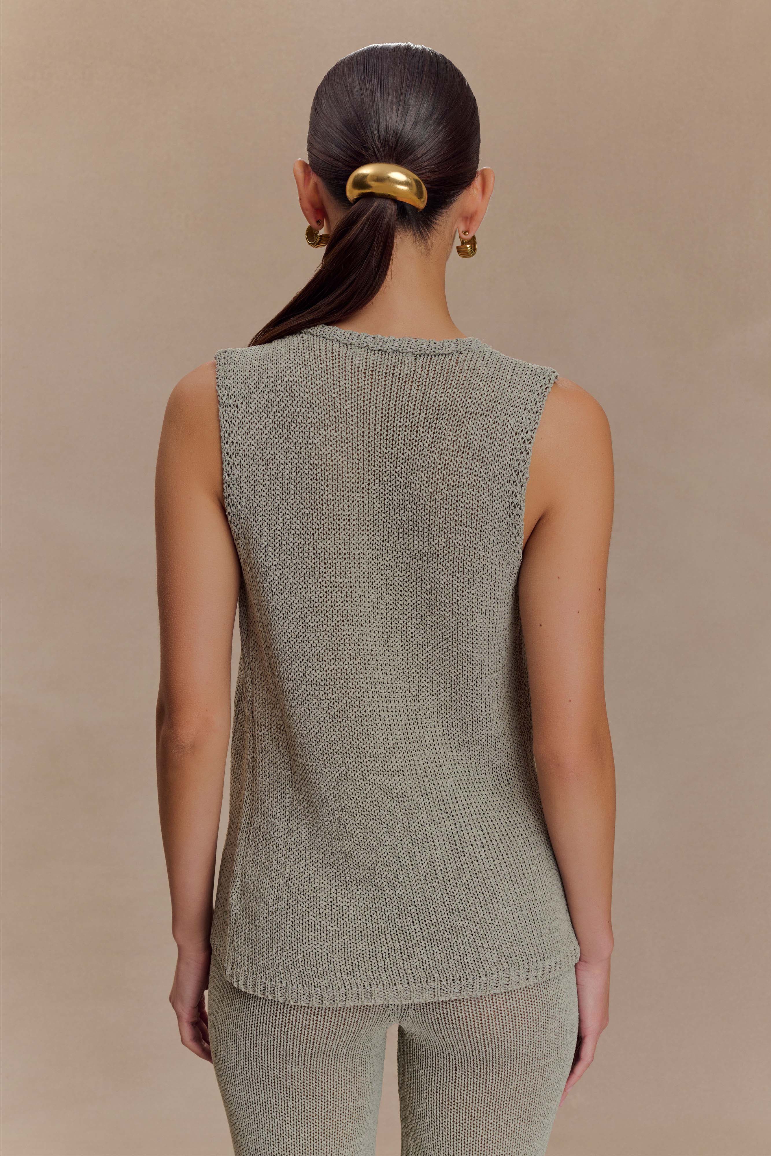 Malani Knit Top With Hardware - Sage - Image 2