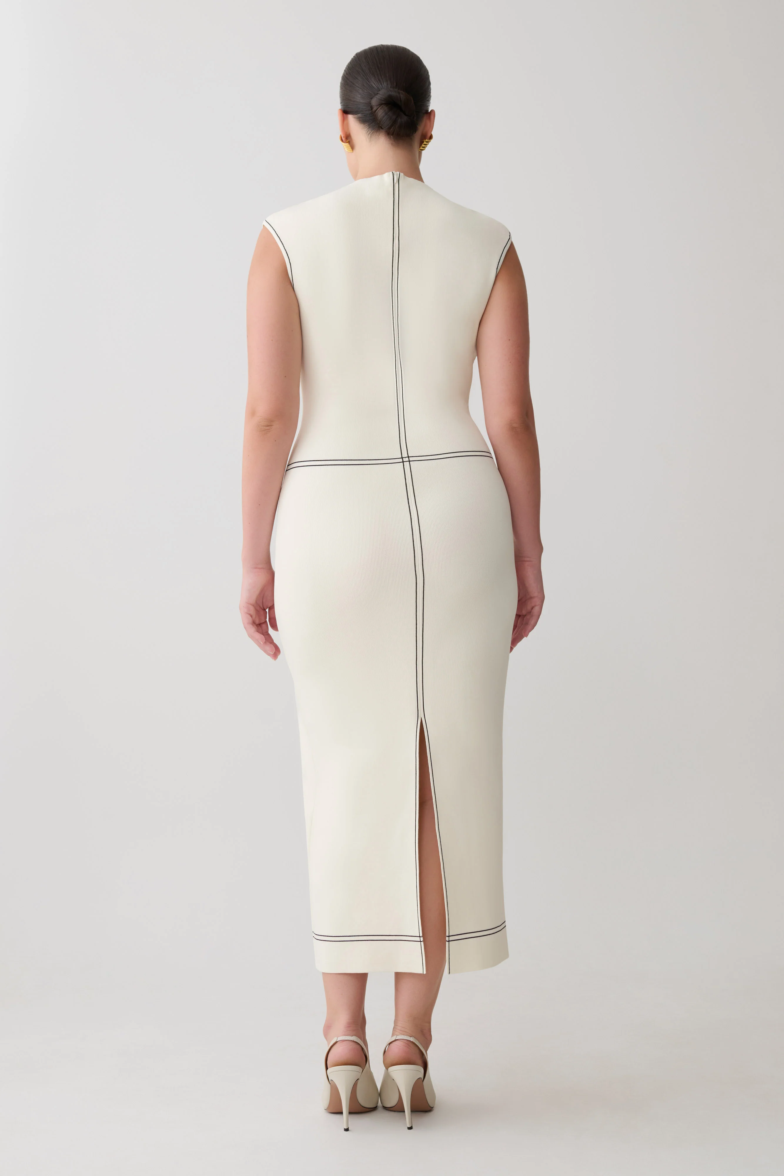 Malone Bandage Knit Midi Dress - Ivory - Image 6