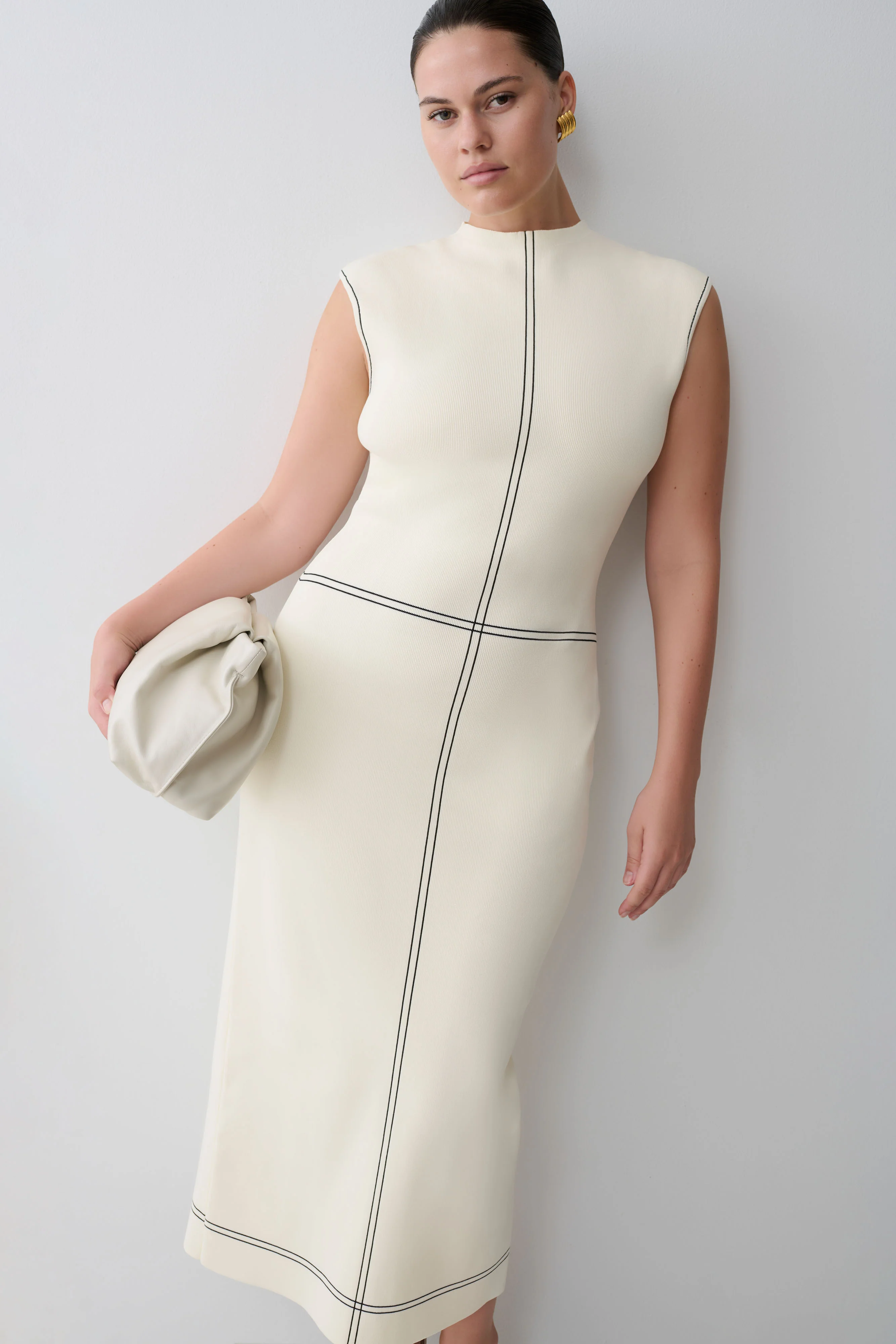Malone Bandage Knit Midi Dress - Ivory - Image 8