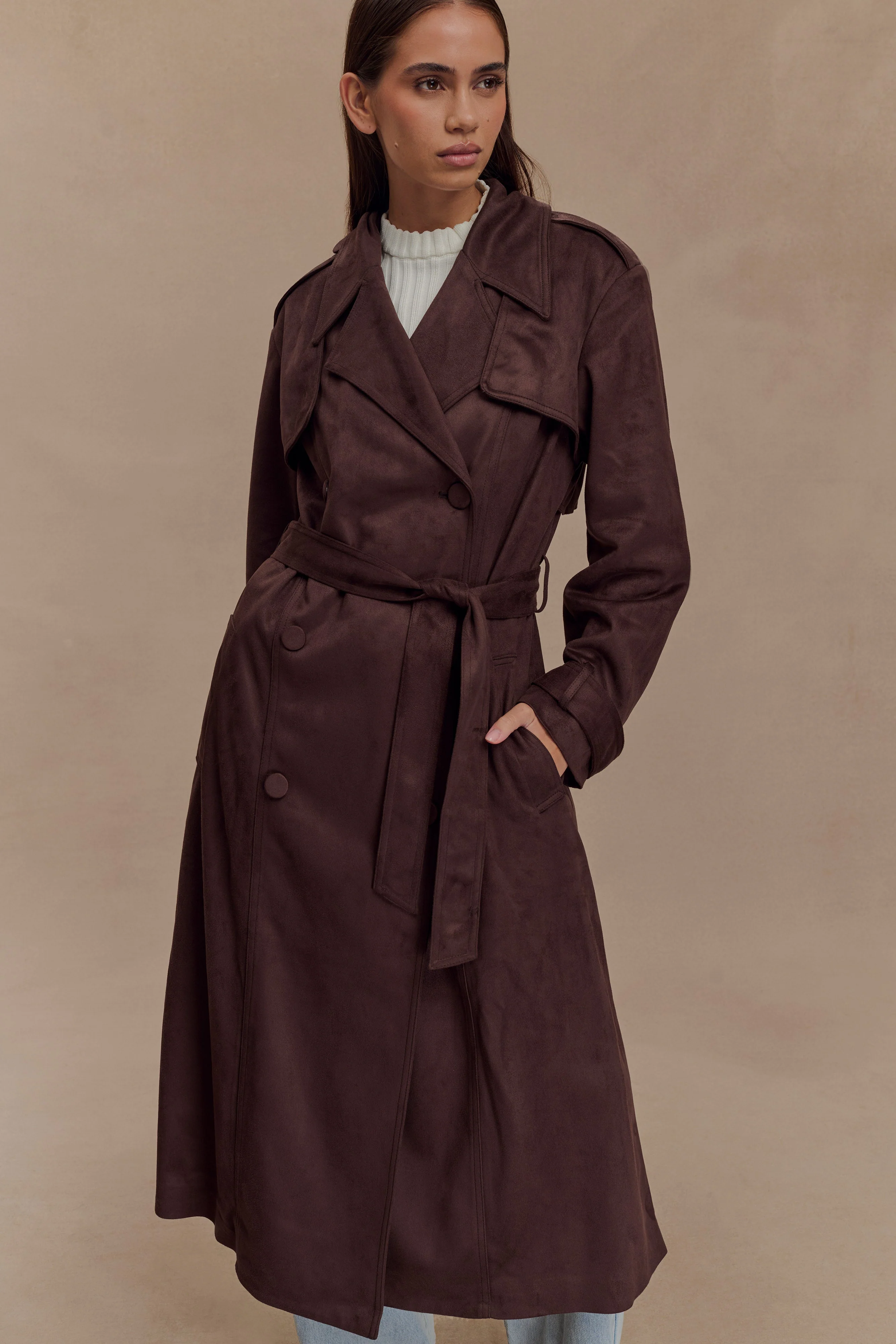 Marc Faux Suede Coat - Cocoa Chocolate - Image 10