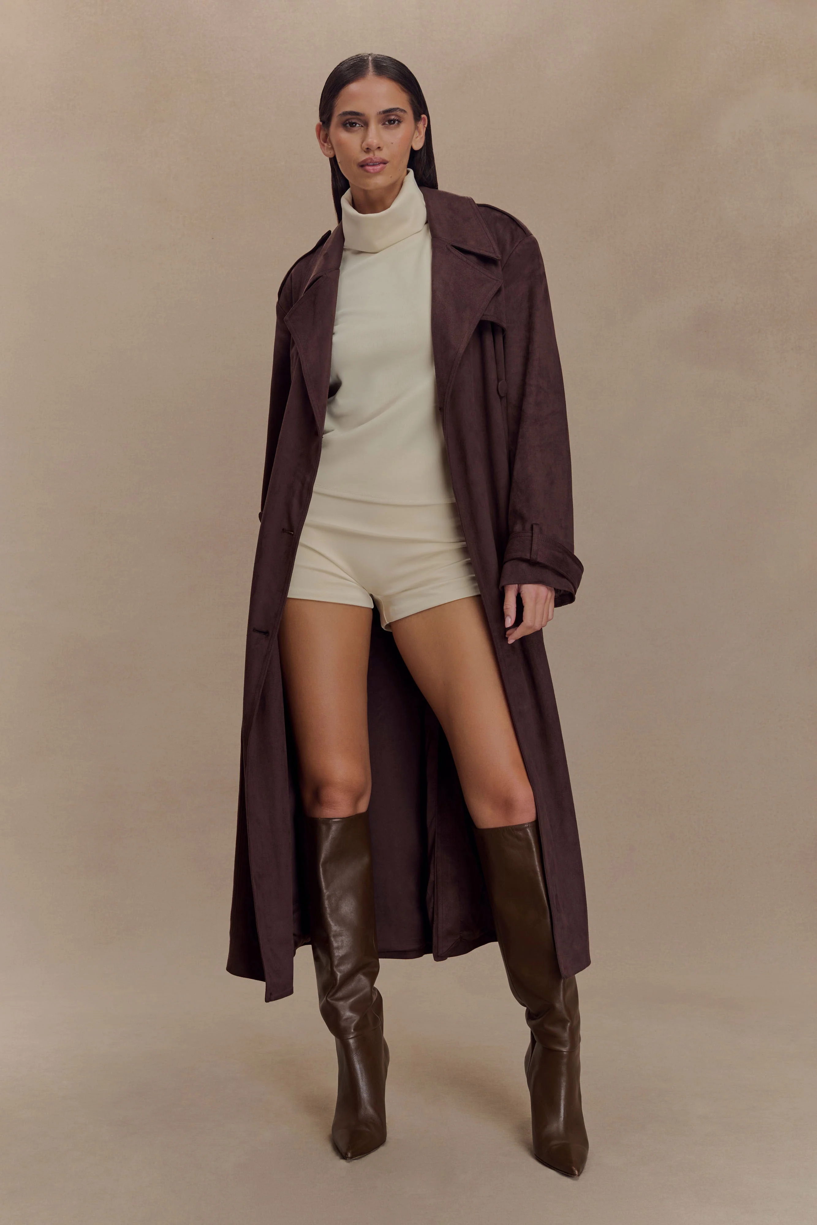 Marc Faux Suede Coat - Cocoa Chocolate - Image 4
