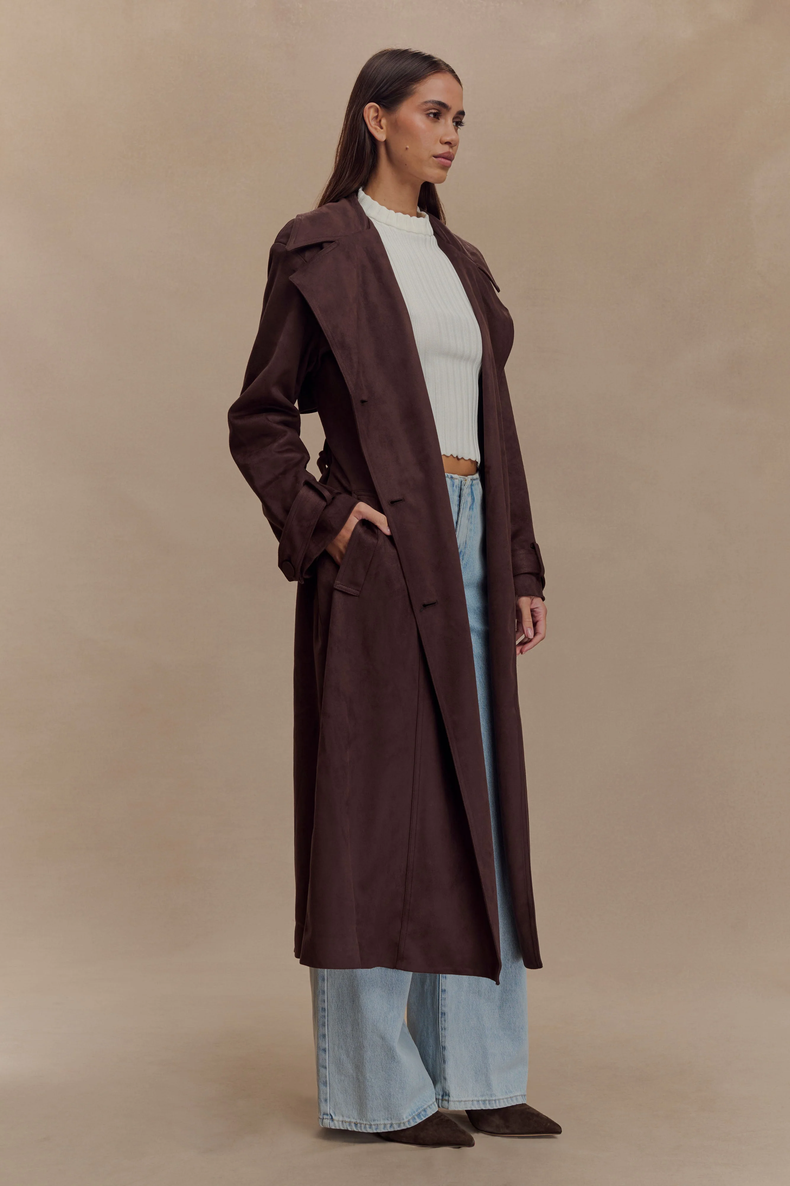 Marc Faux Suede Coat - Cocoa Chocolate - Image 5