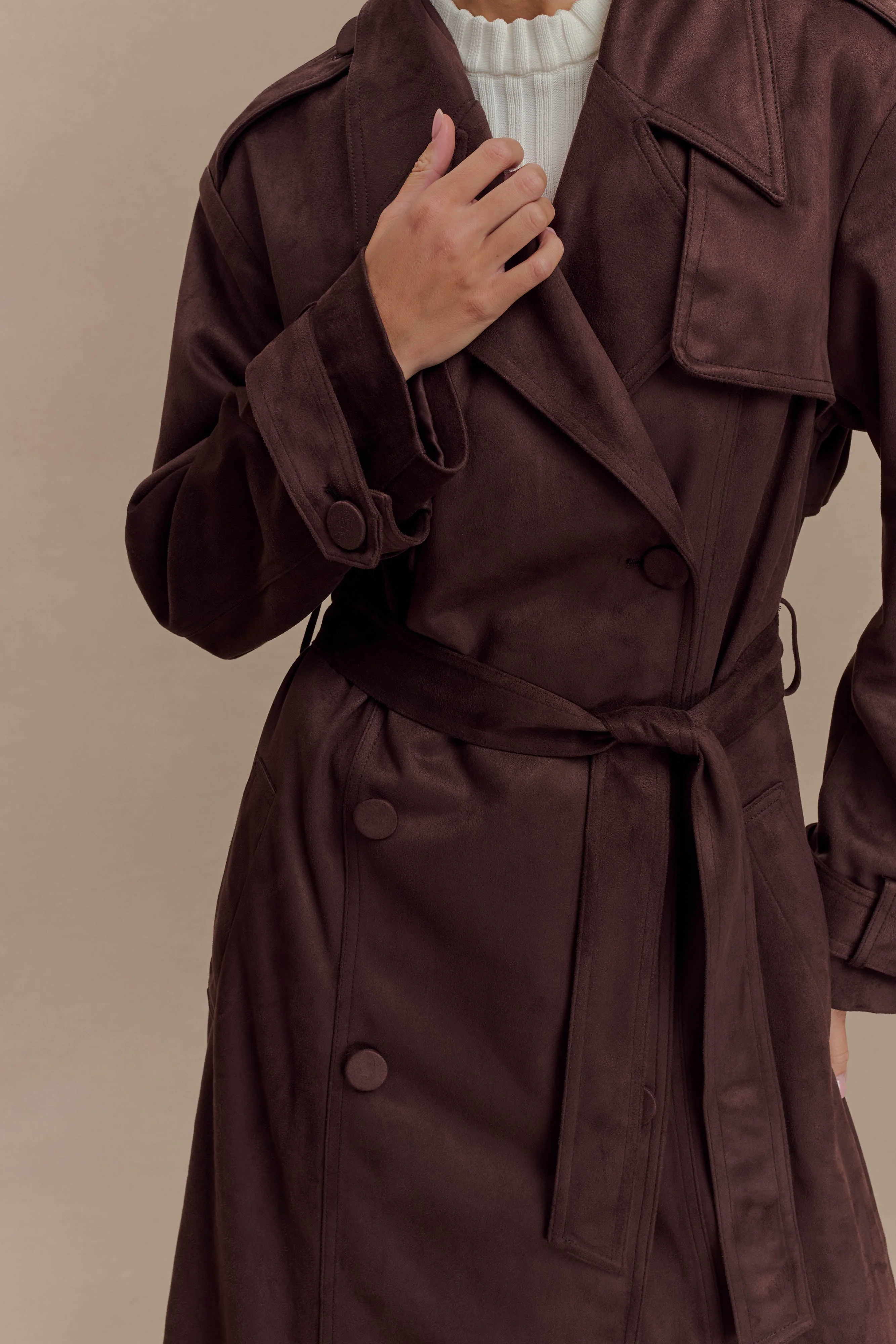 Marc Faux Suede Coat - Cocoa Chocolate - Image 9