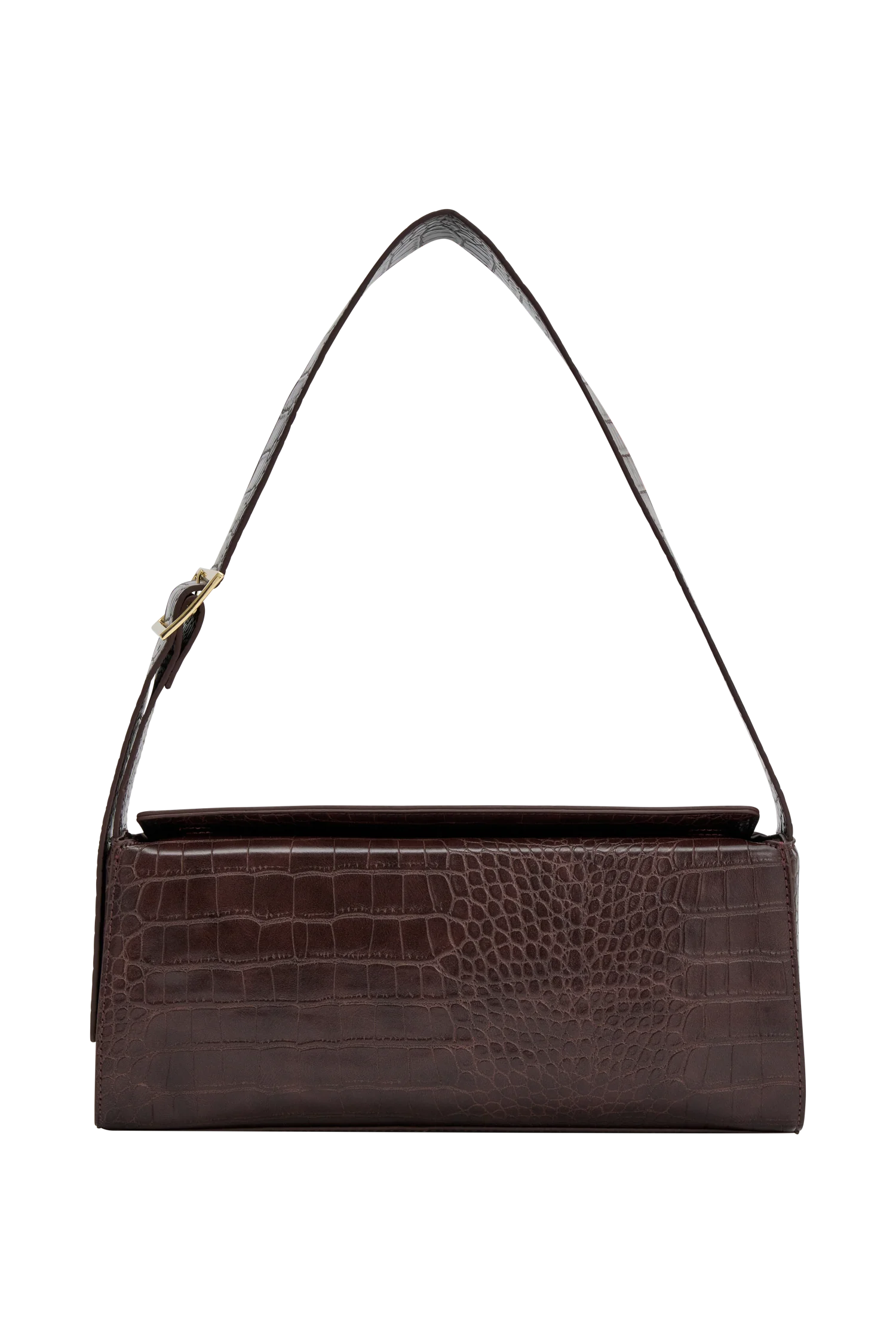 Maria Faux Leather Crocodile Shoulder Bag - Chocolate - Image 7