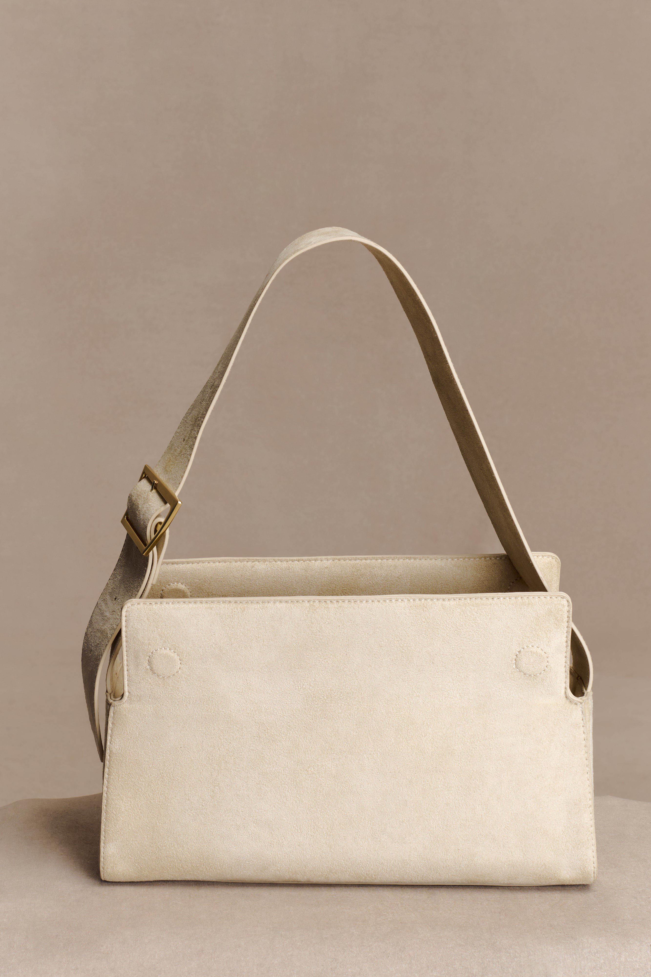 Maria Faux Suede Shoulder Bag - Stone - Image 7