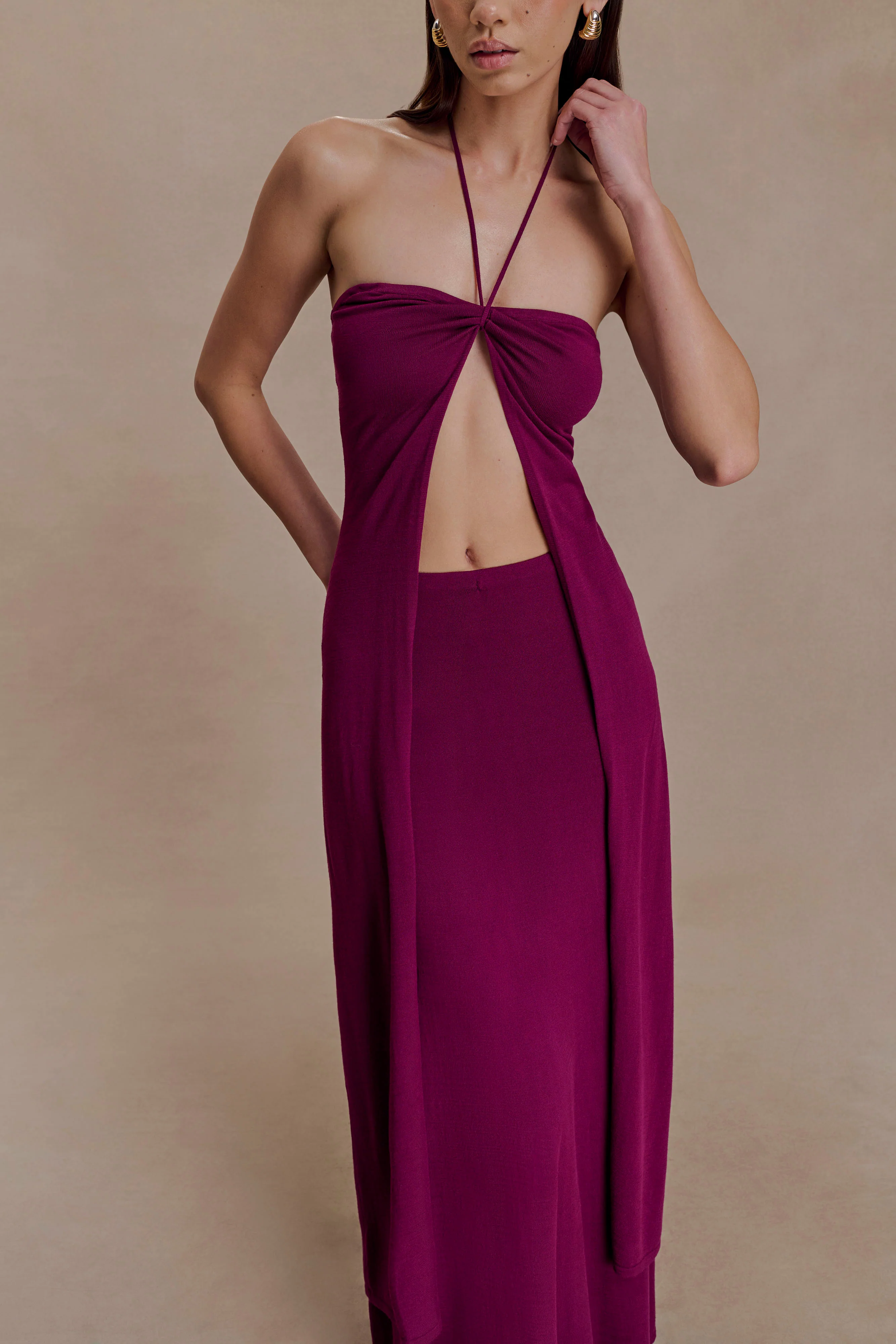 Marimae Long Knit Top - Plum - Image 3