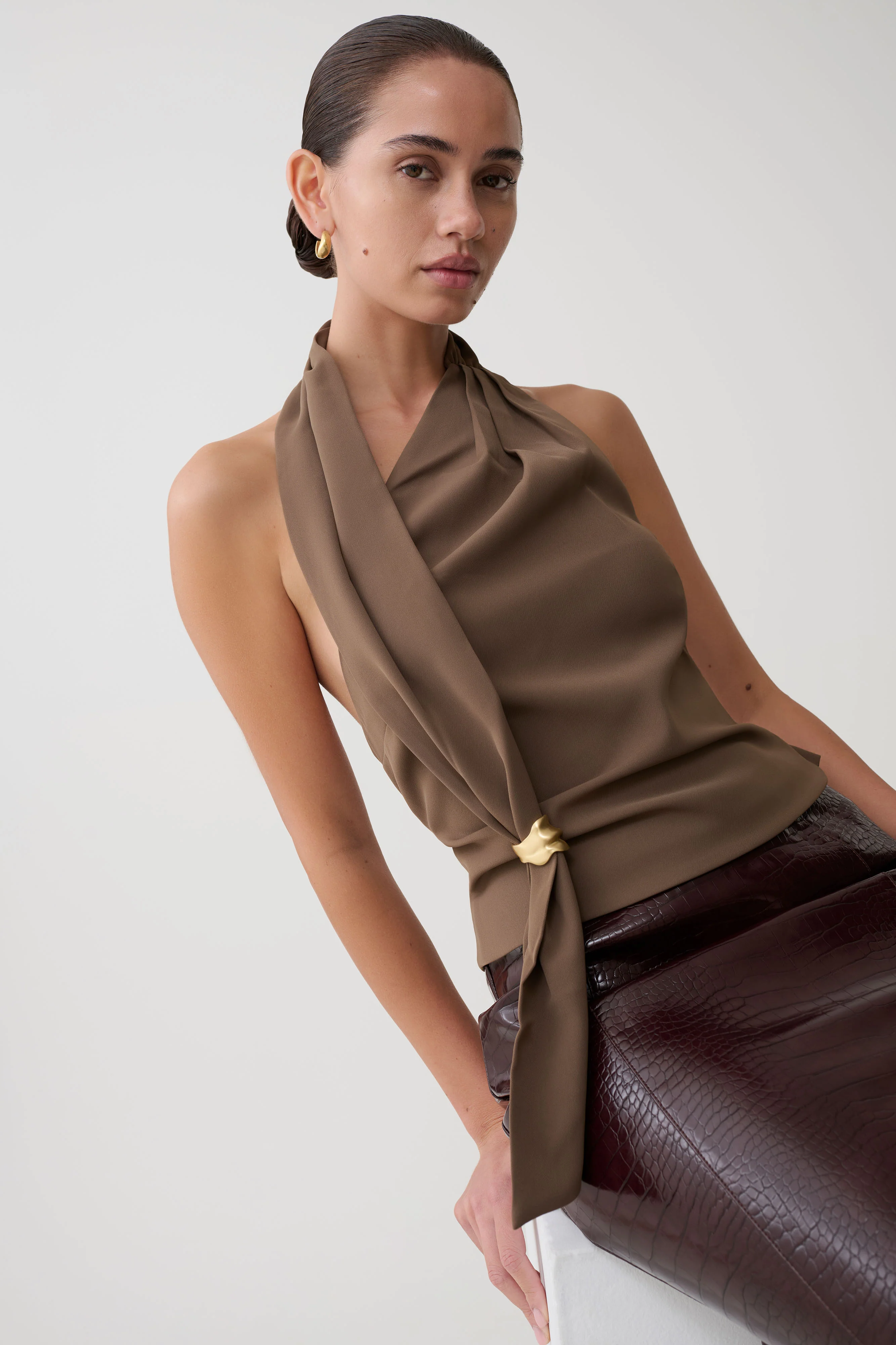 Effy Suiting Mini Skirt - Cacao Brown - Image 3