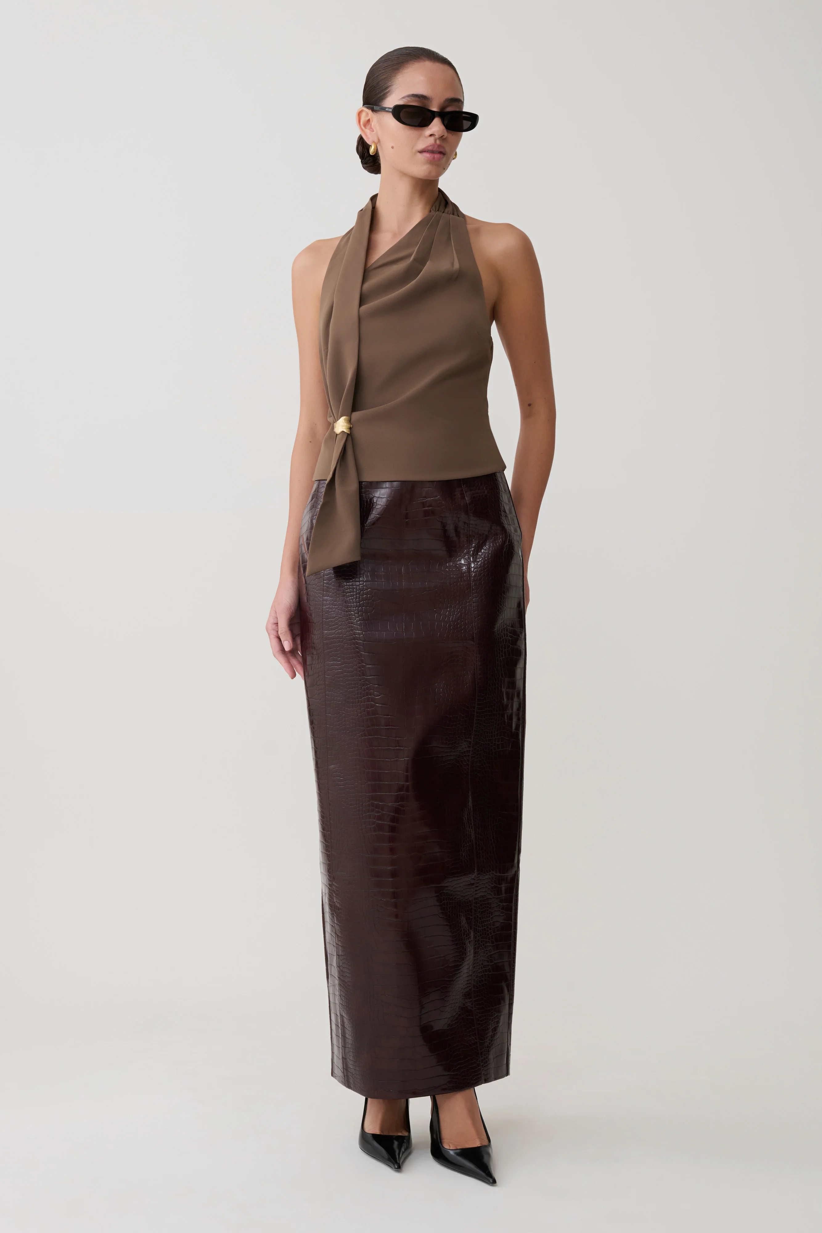 Effy Suiting Mini Skirt - Cacao Brown - Image 2