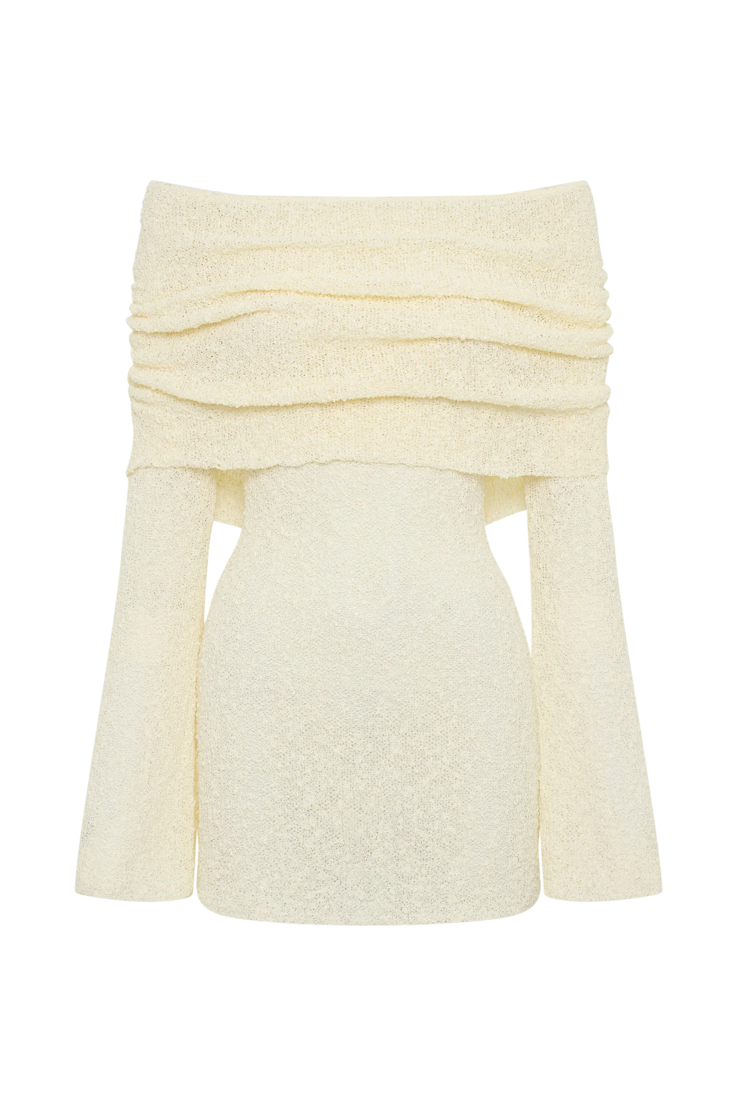 Marisol Off Shoulder Boucle Mini Dress - Ivory - Image 6