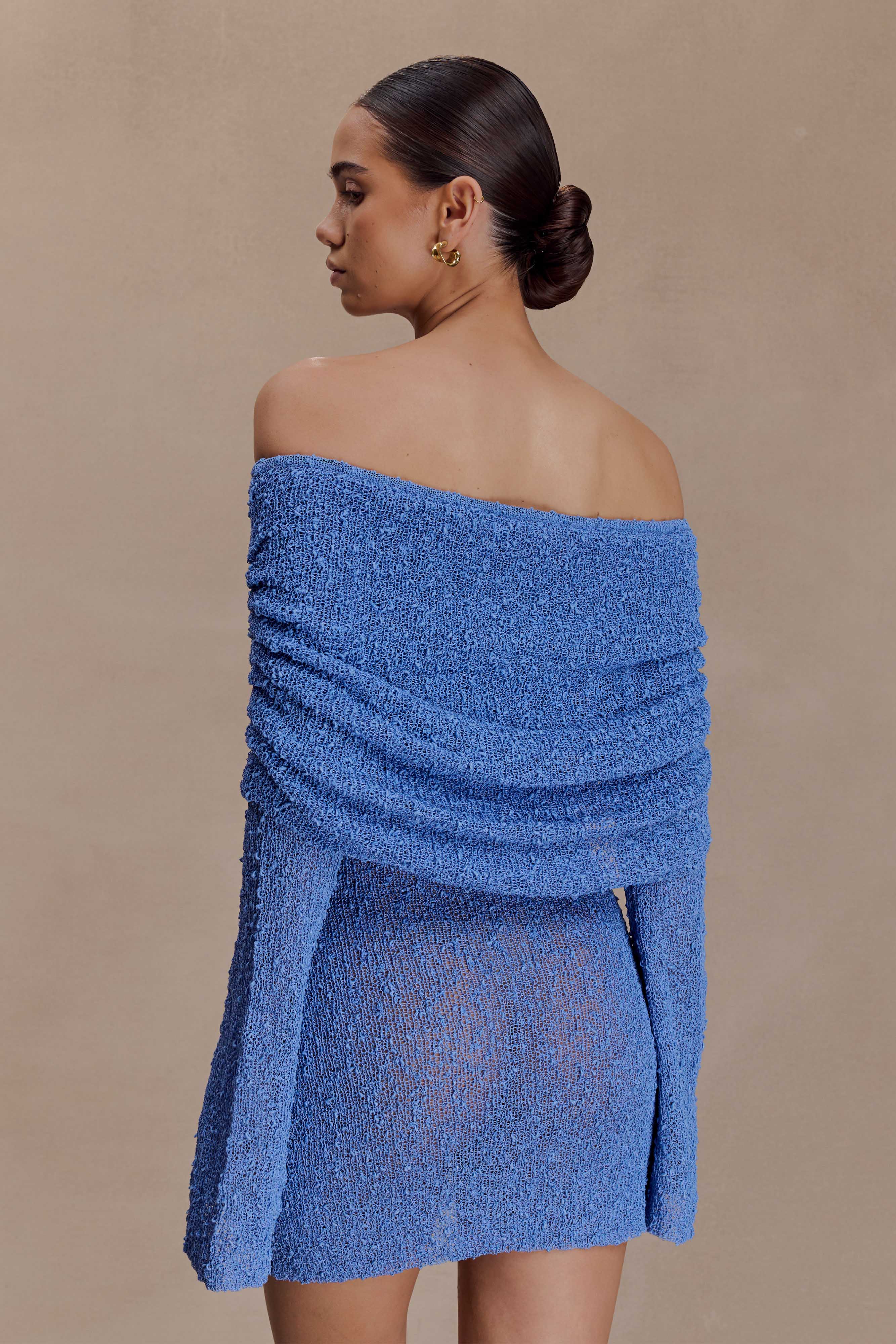 Marisol Off Shoulder Boucle Mini Dress - Periwinkle - Image 6