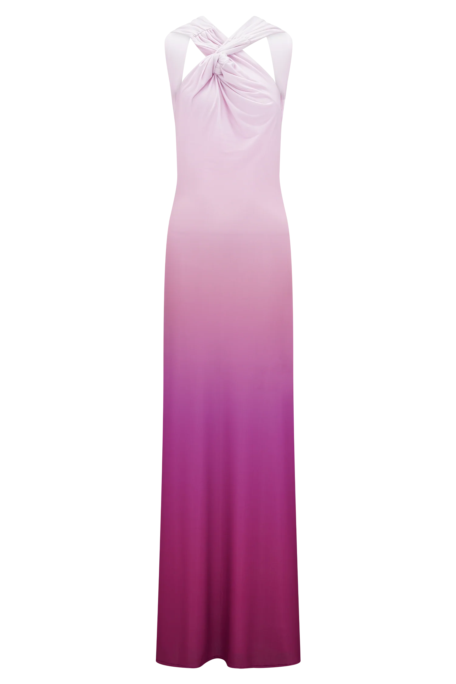 Marlee Asymmetrical Slinky Maxi Dress - Ombre Pink - Image 7