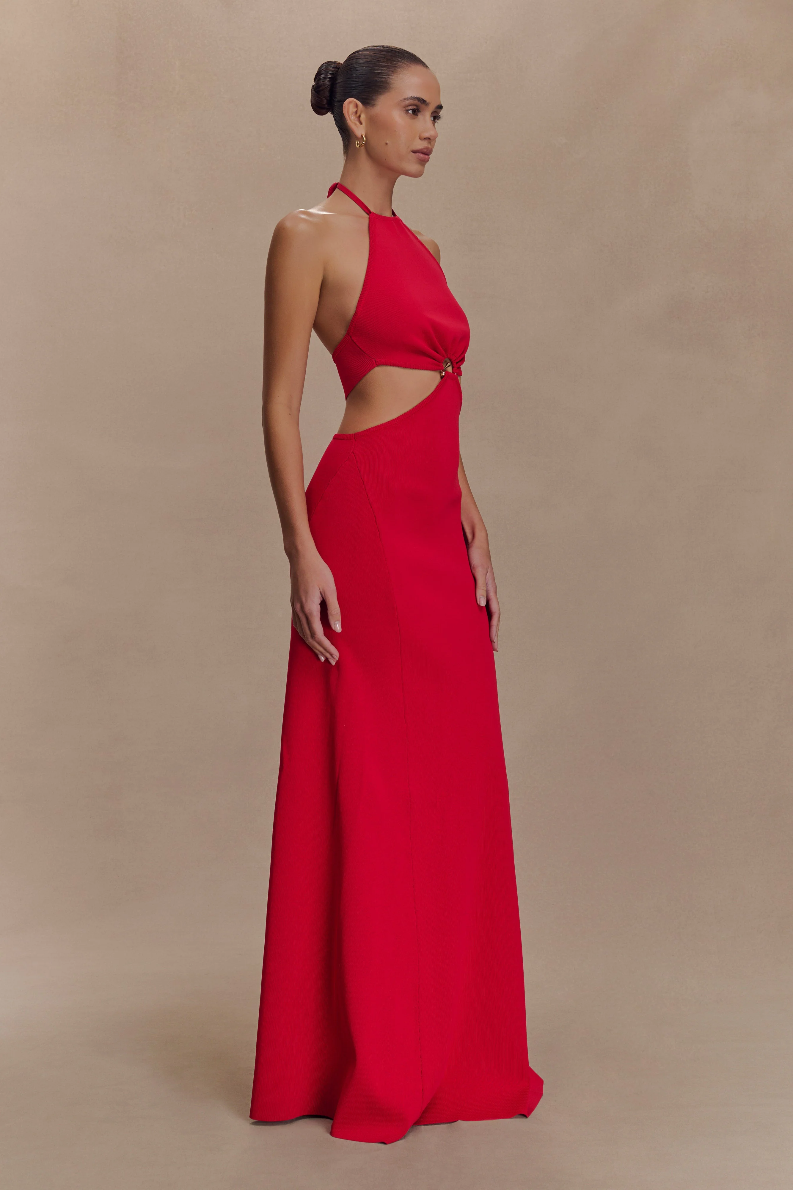 Marlowe Halter Knit Maxi Dress - Red - Image 5