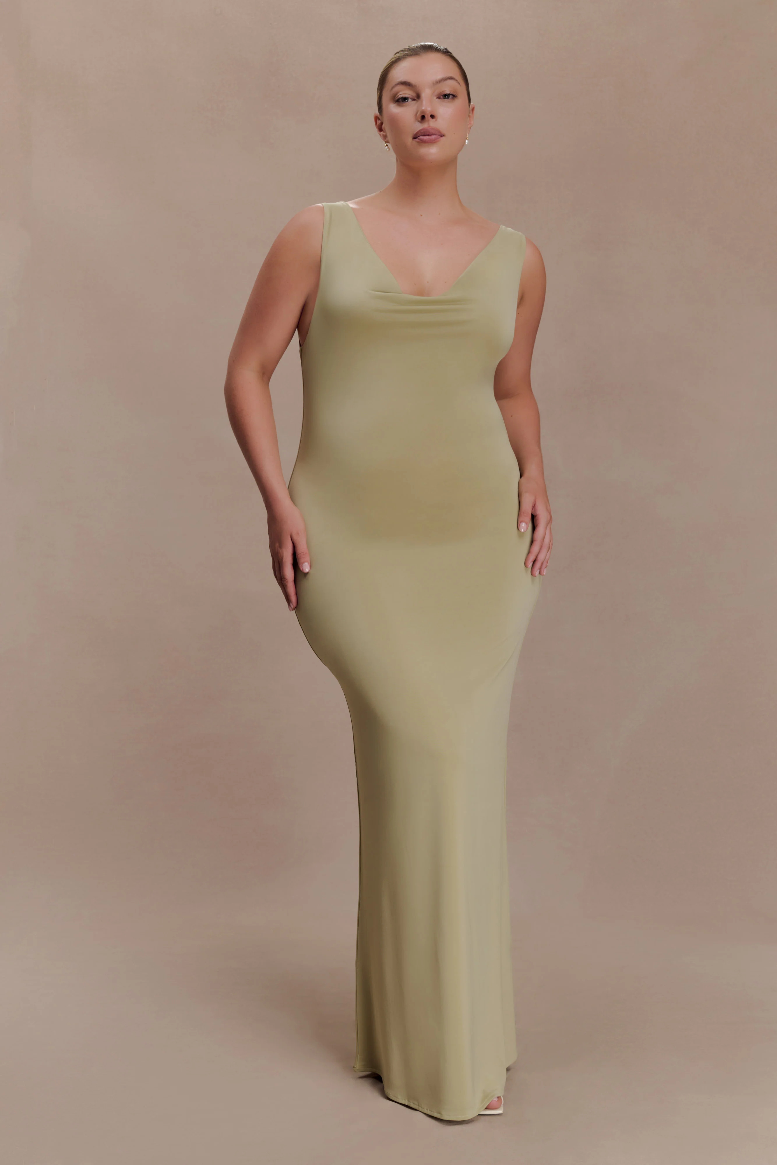 Marta Slinky Cowl Maxi Dress - Sage - Image 5