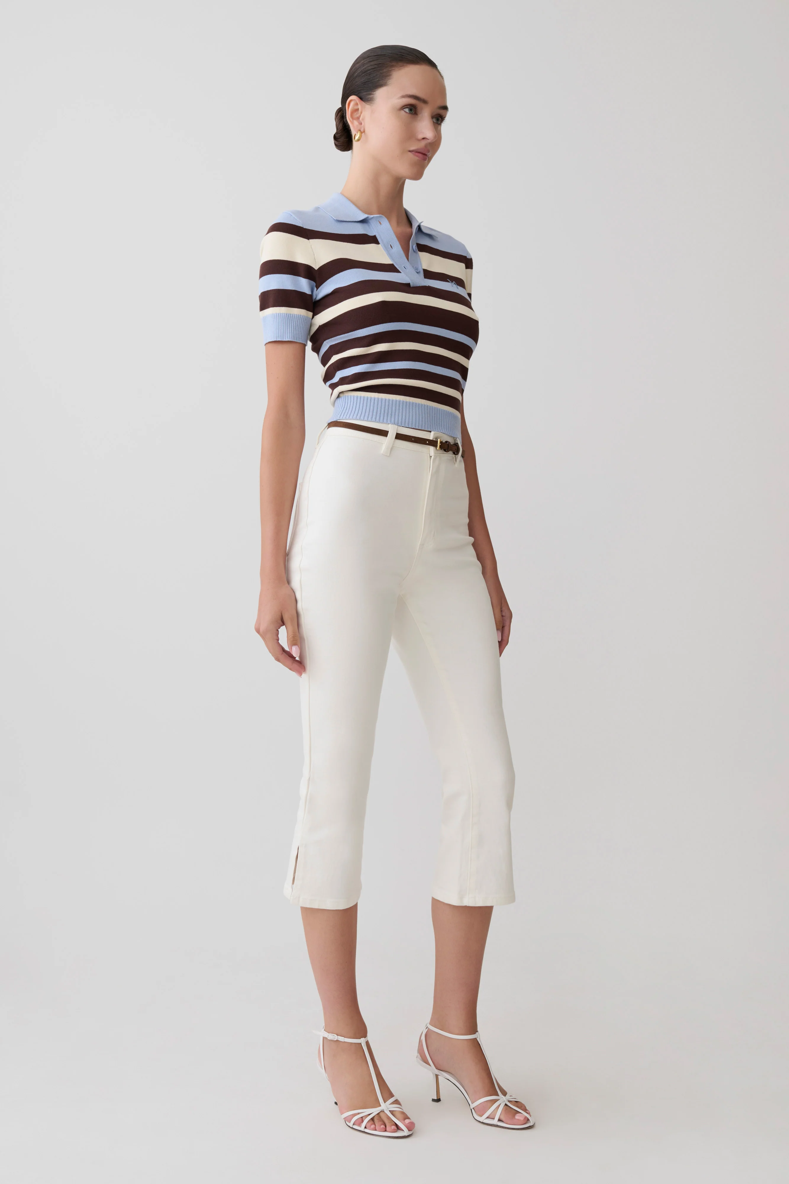 Mary Denim Capris - White - Image 3