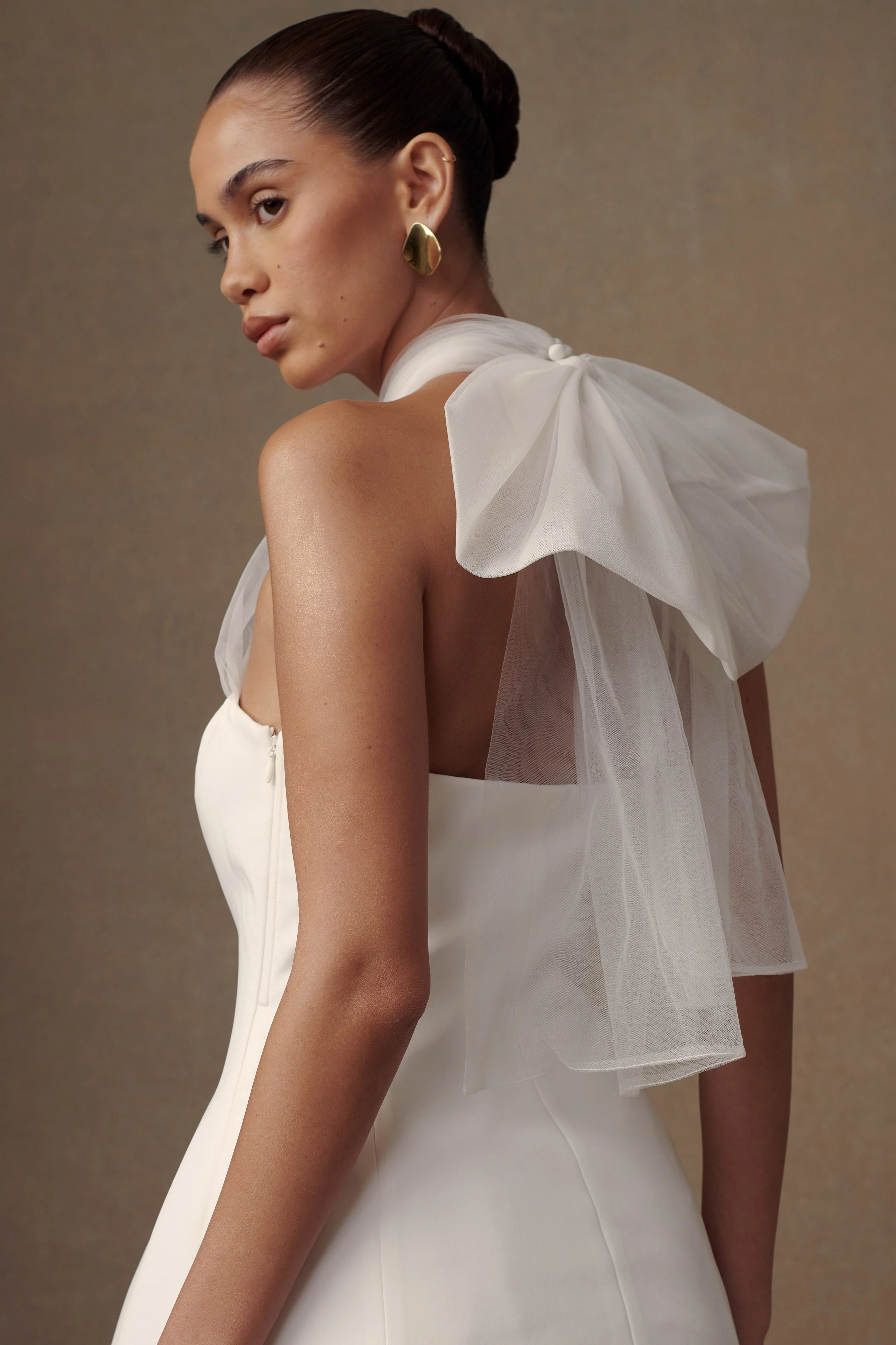 Maryam Tulle Bow Mini Dress - White - Image 3