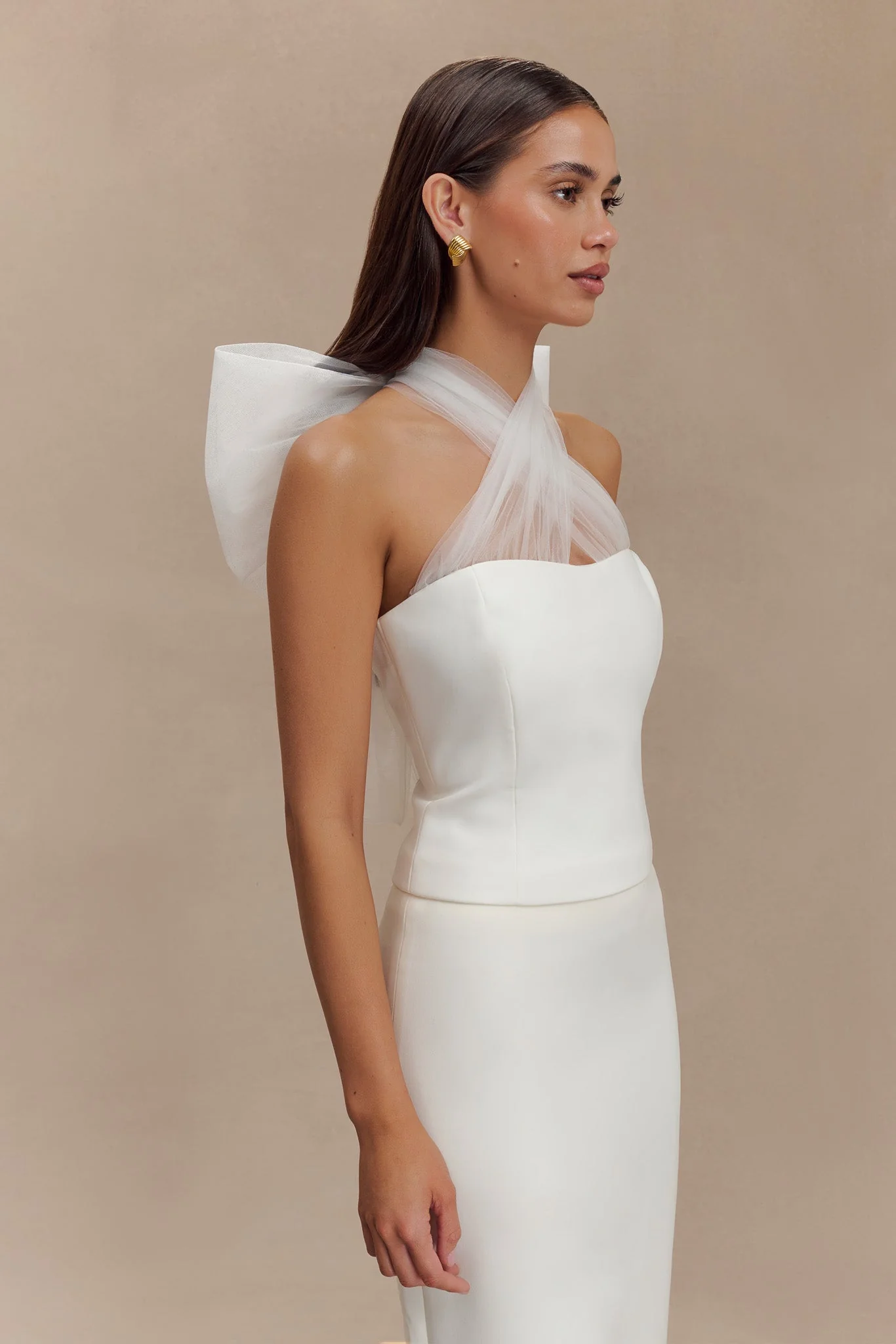 Maryam Tulle Bow Top - White - Image 5