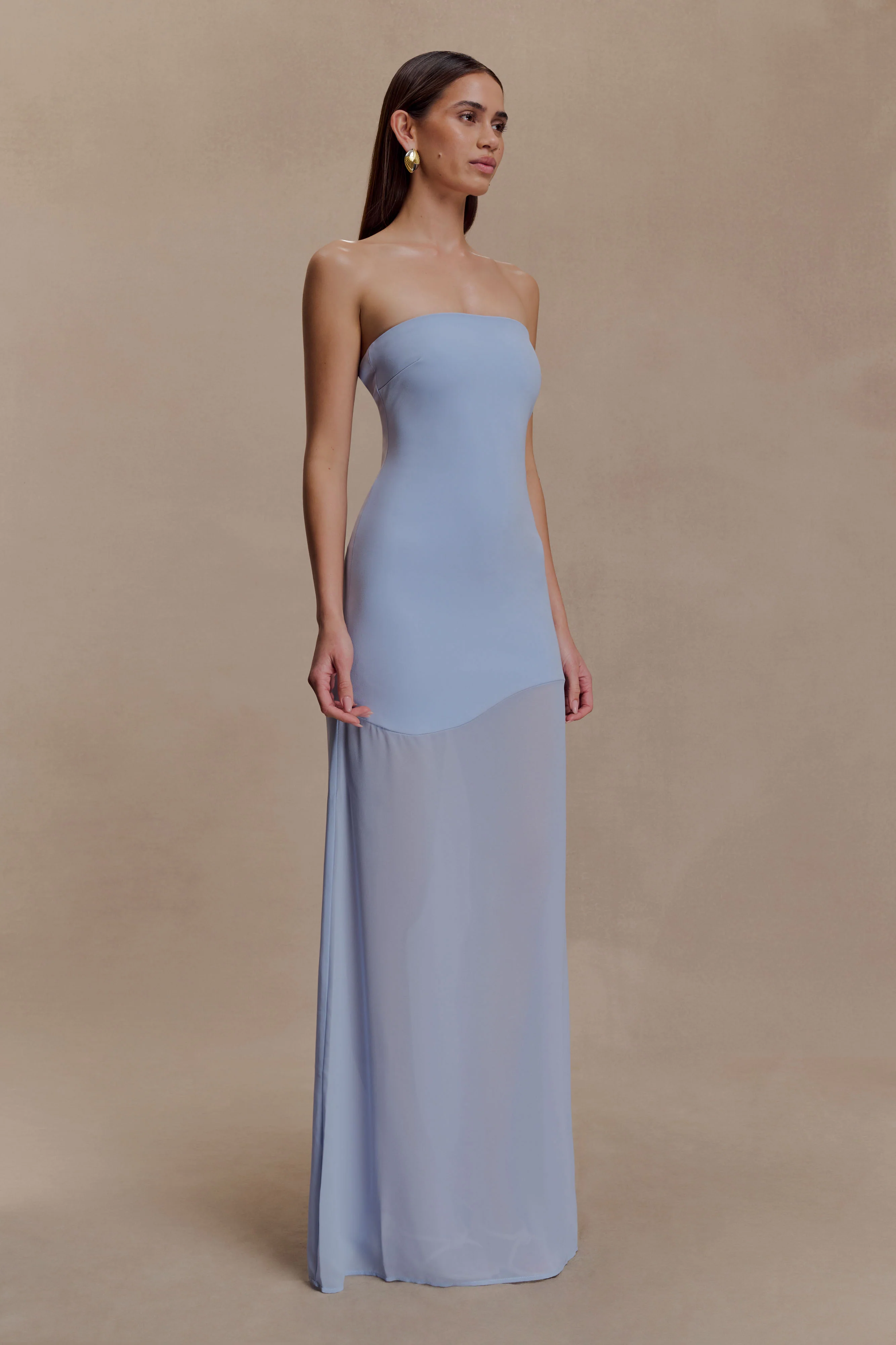 Mason Crepe And Chiffon Maxi Dress - Powder Blue - Image 3