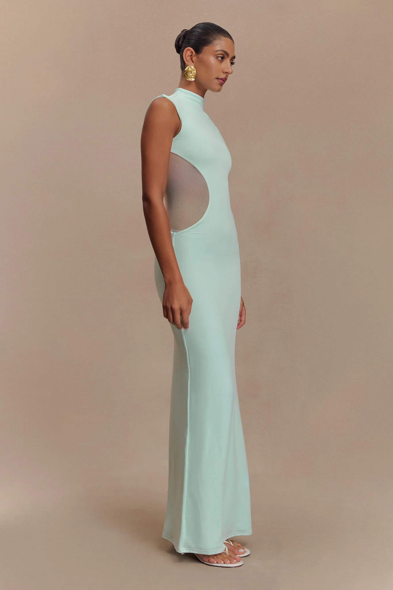 Massie Slinky And Mesh Maxi Dress - Lagoon - Image 4