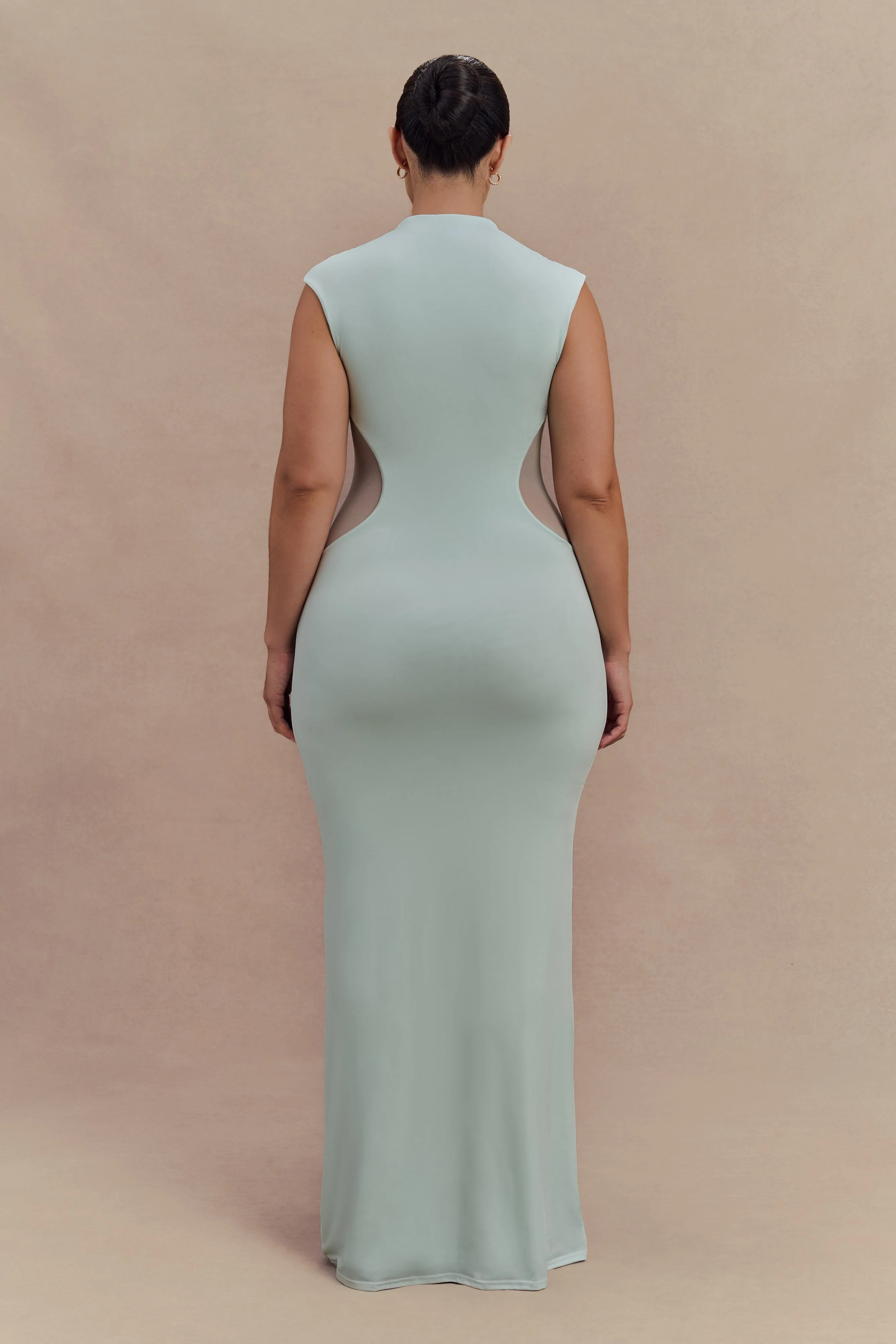 Massie Slinky And Mesh Maxi Dress - Lagoon - Image 6