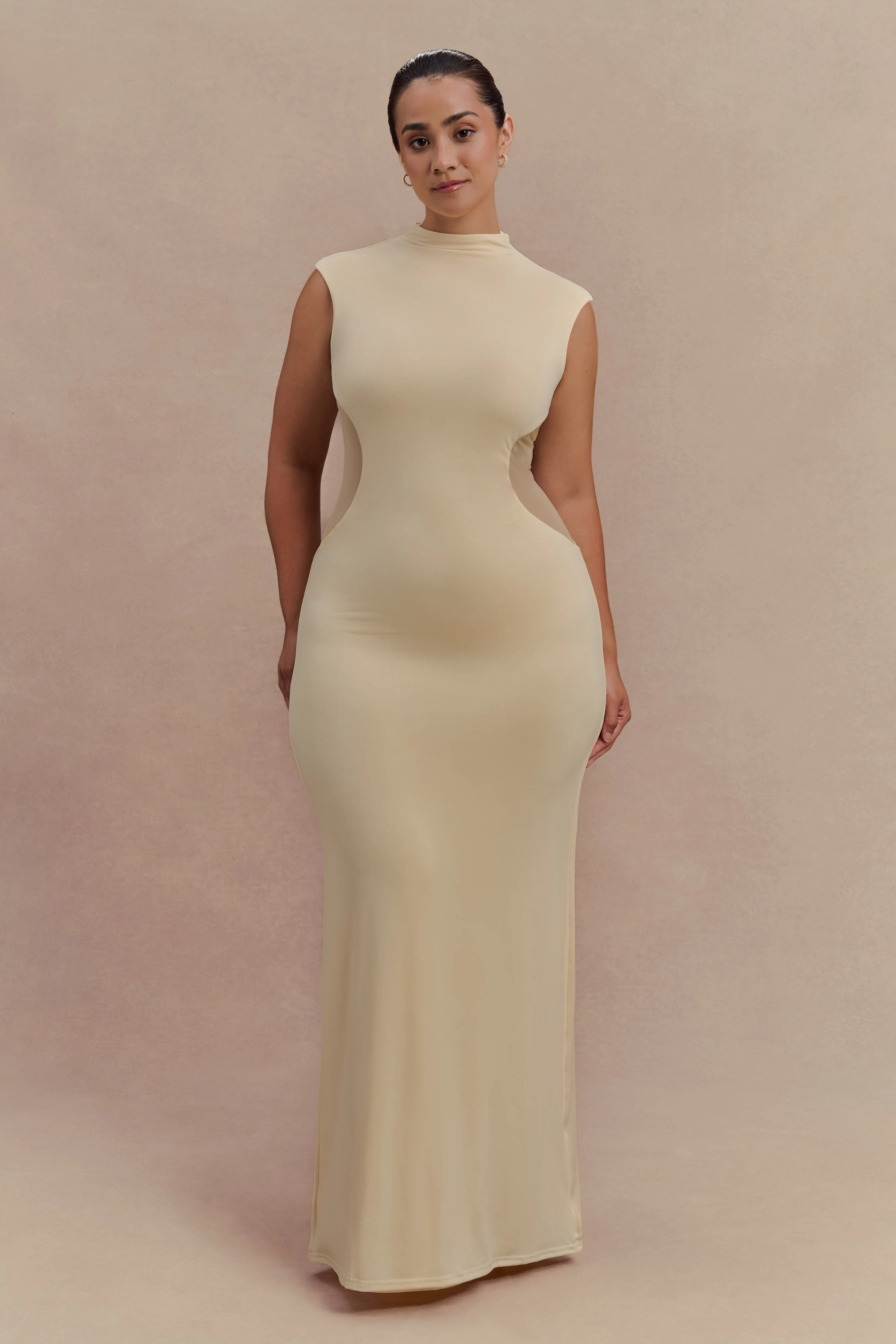 Massie Slinky And Mesh Maxi Dress - Lemon - Image 8