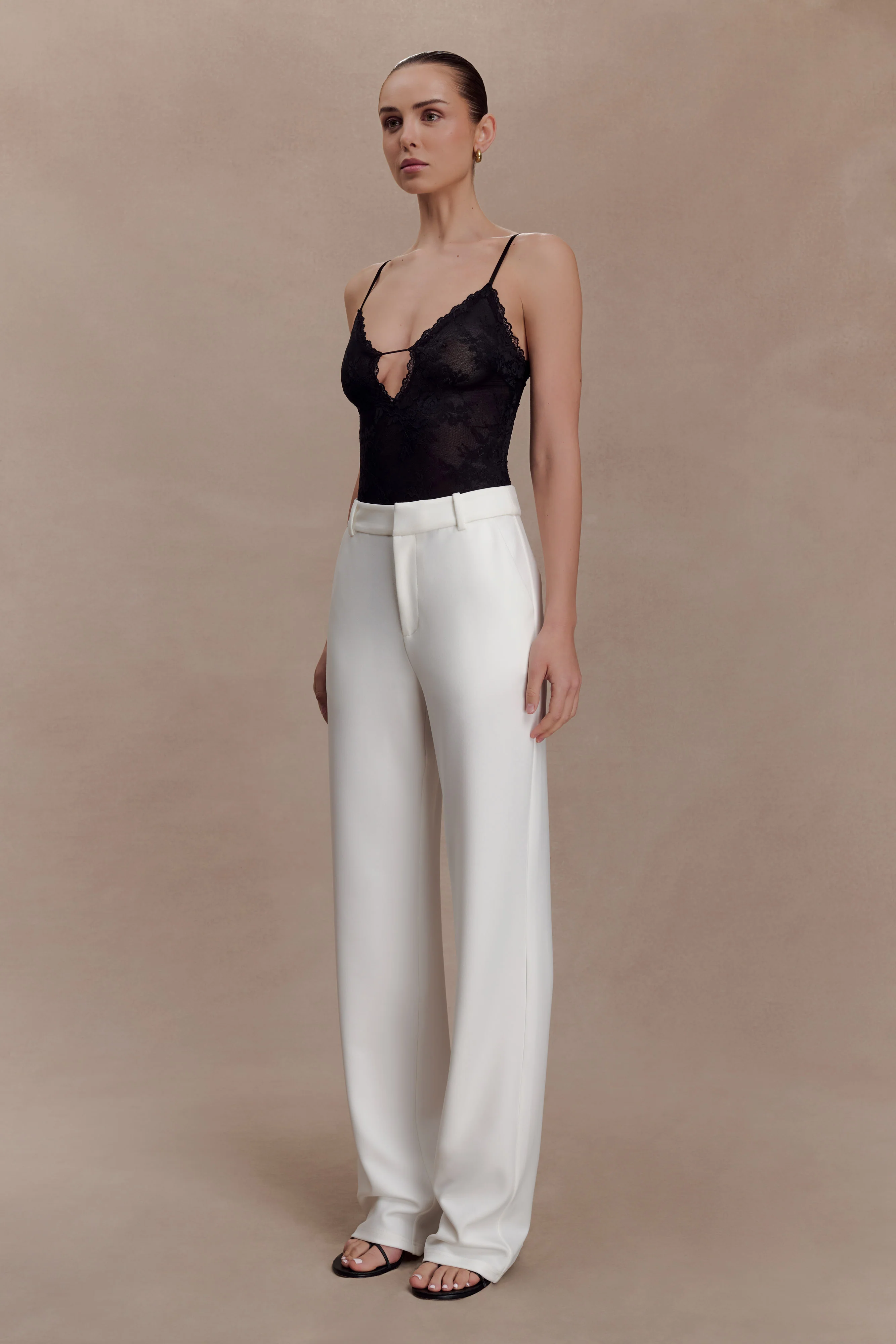 Maude Crepe Straight Leg Pants - Ivory - Image 3