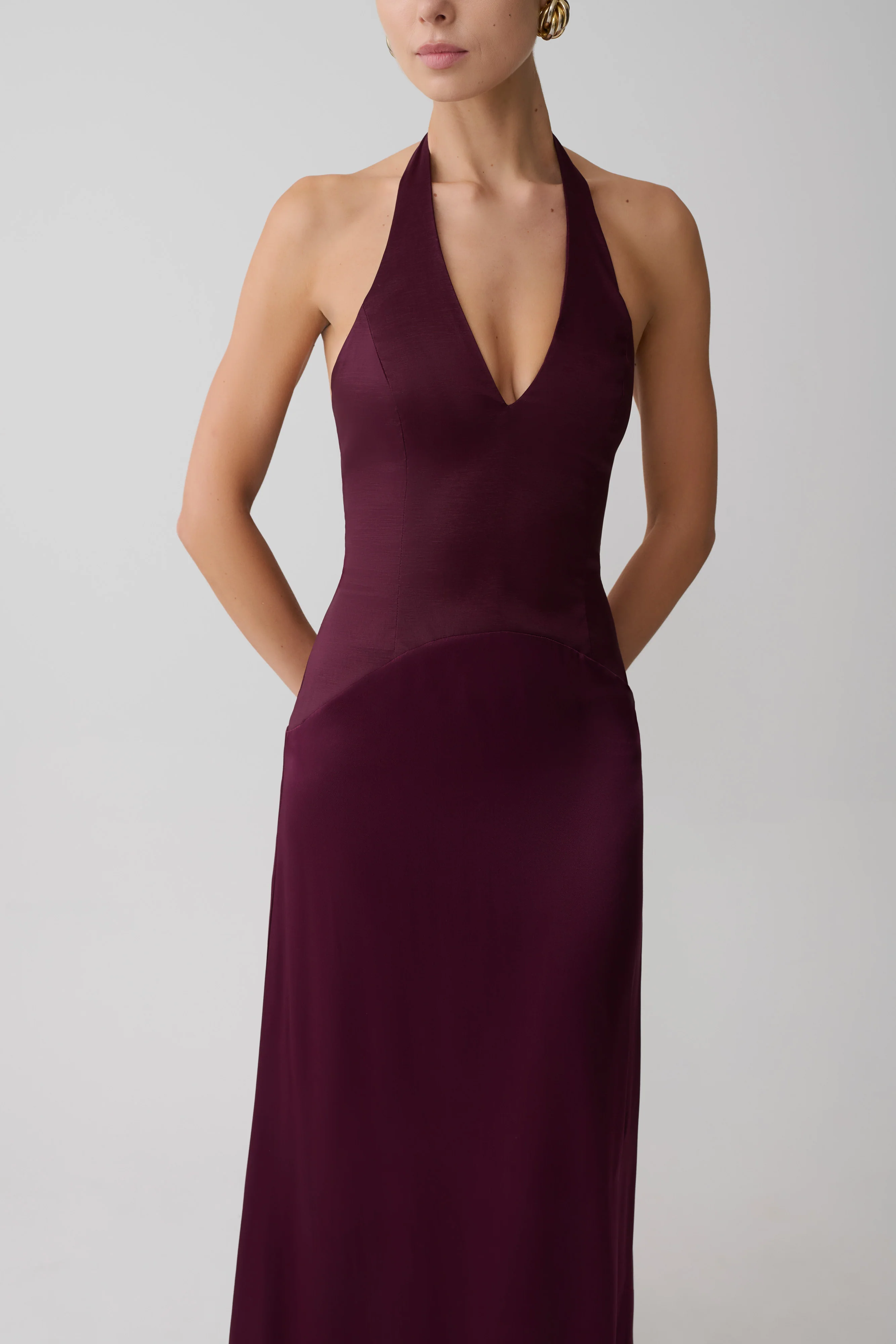 Maura Taffeta And Satin Maxi Dress - Wine - Image 5
