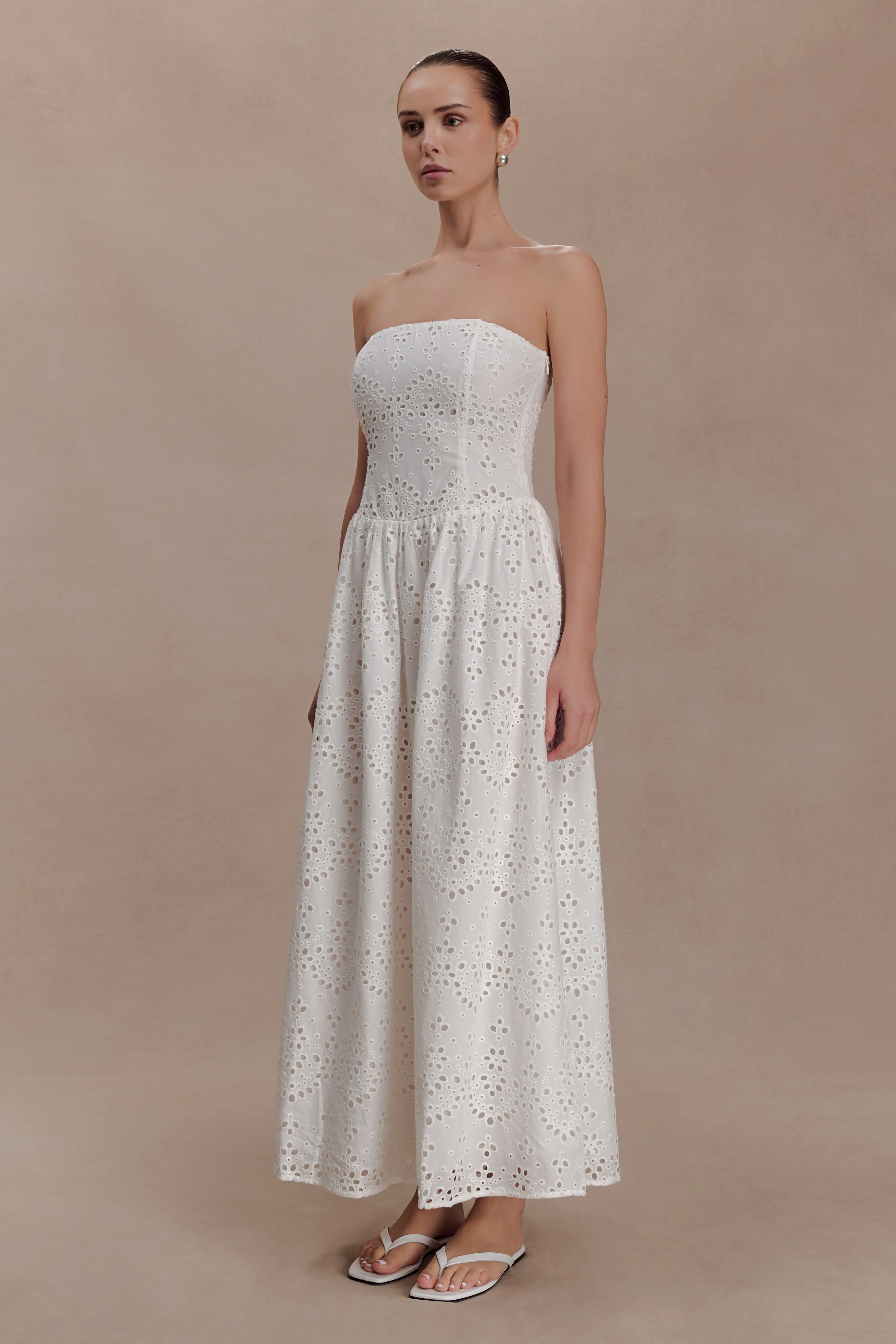 Maureen Broderie Strapless Maxi Dress - White - Image 7