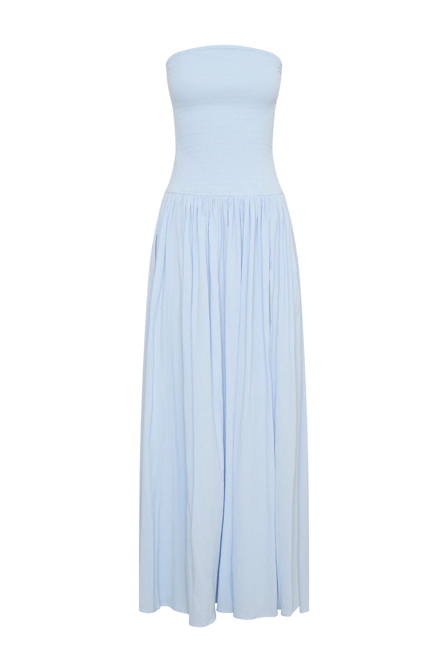 Maureen Cotton Shirring Maxi Dress - Powder Blue - Image 11