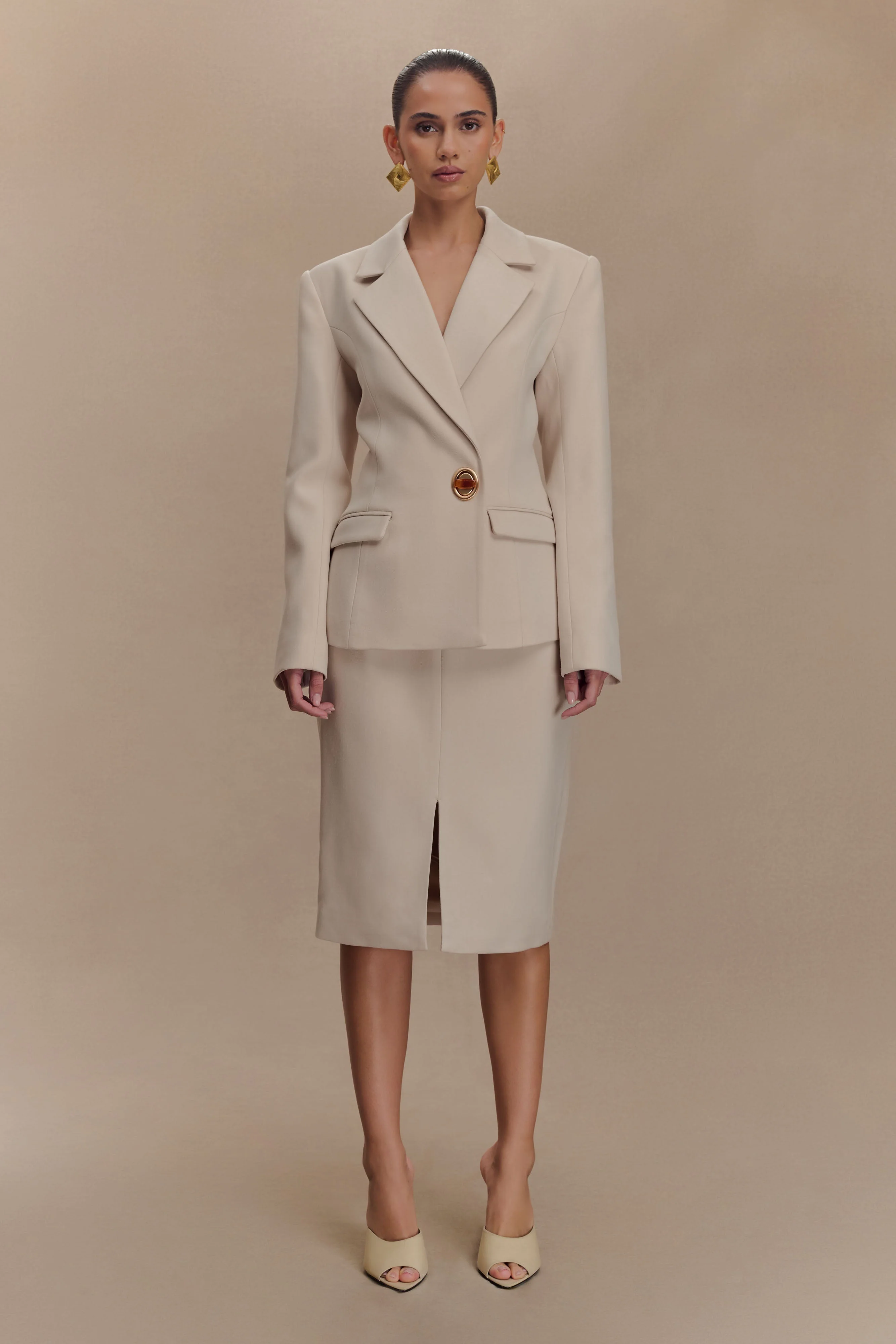 Max Cinched Waist Blazer - Ivory Stone - Image 6