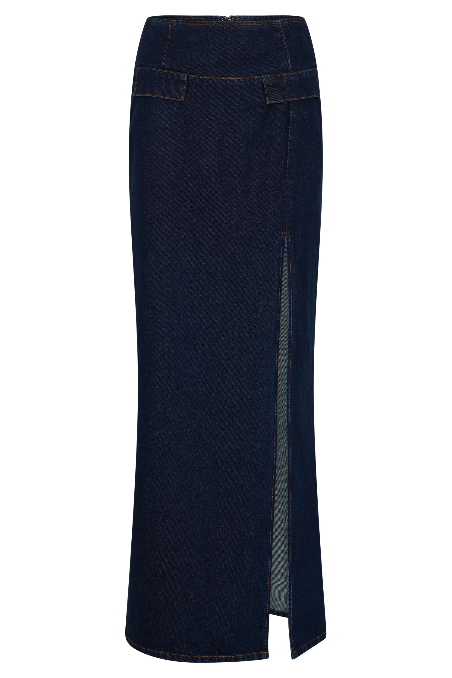 Maylena High Rise Denim Maxi Skirt - Indigo Blue - Image 10