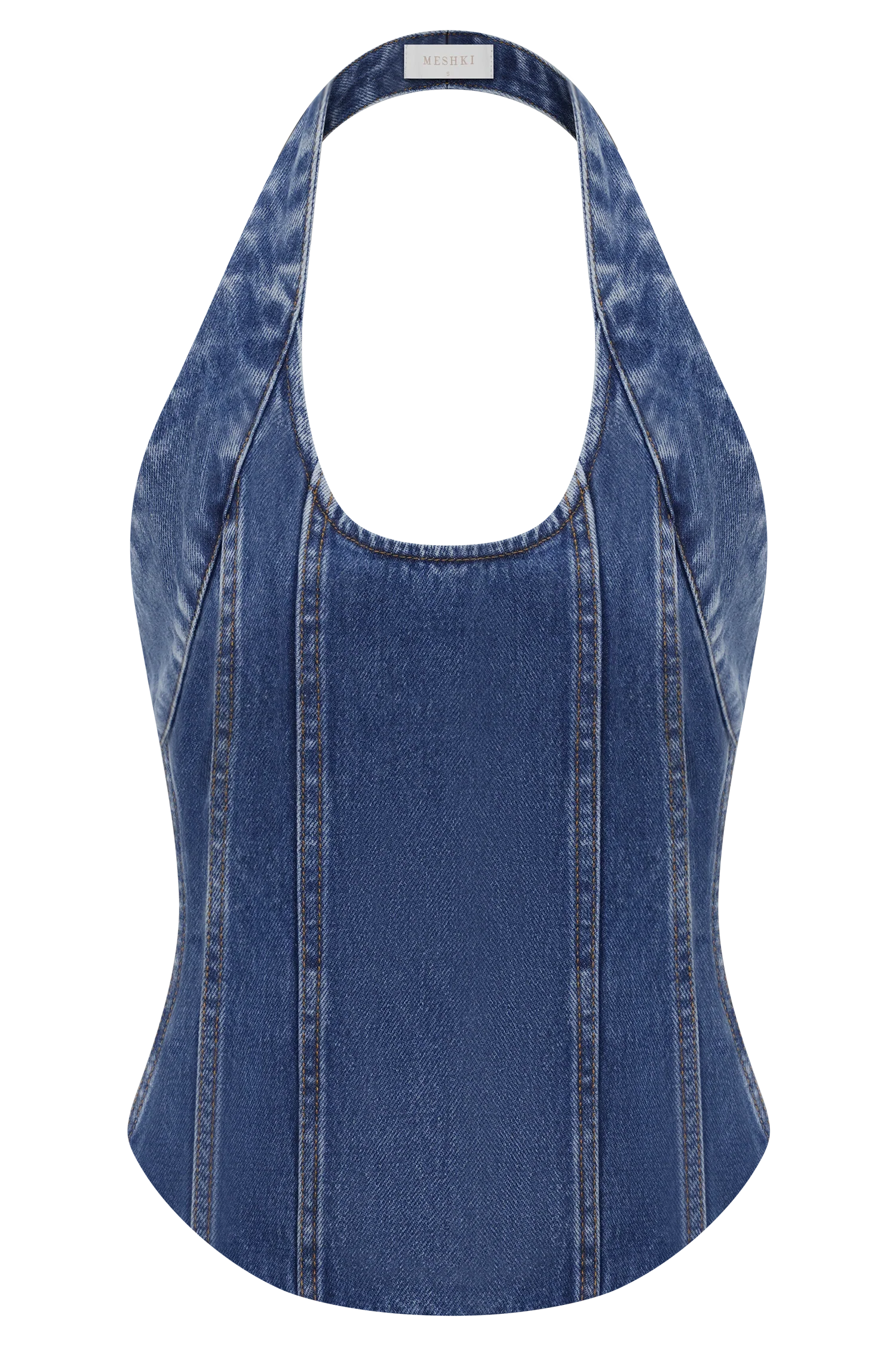 Meadow Denim Corset Halter Top - Dark Blue - Image 10