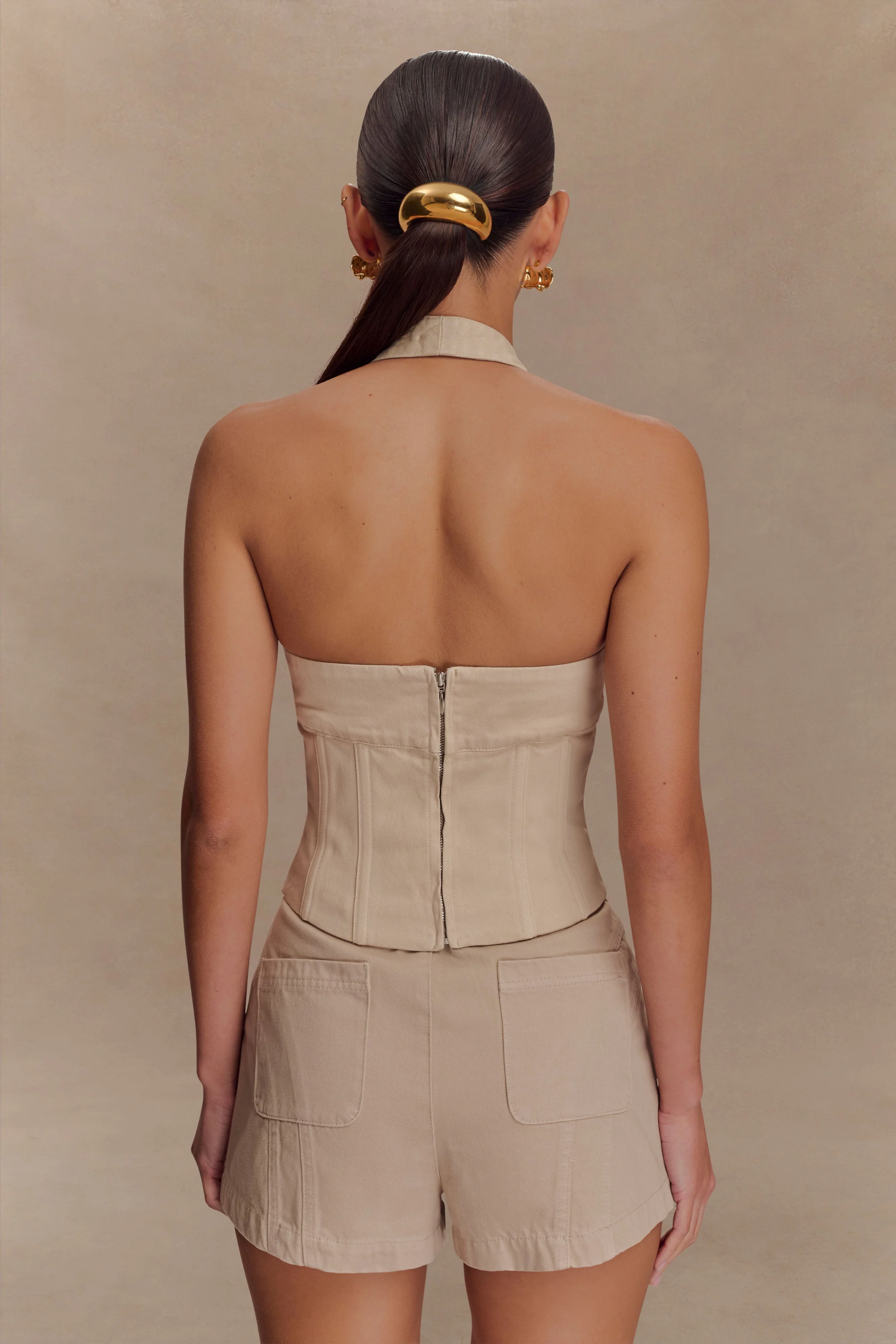 Meadow Denim Corset Halter Top - Stone Wash - Image 2