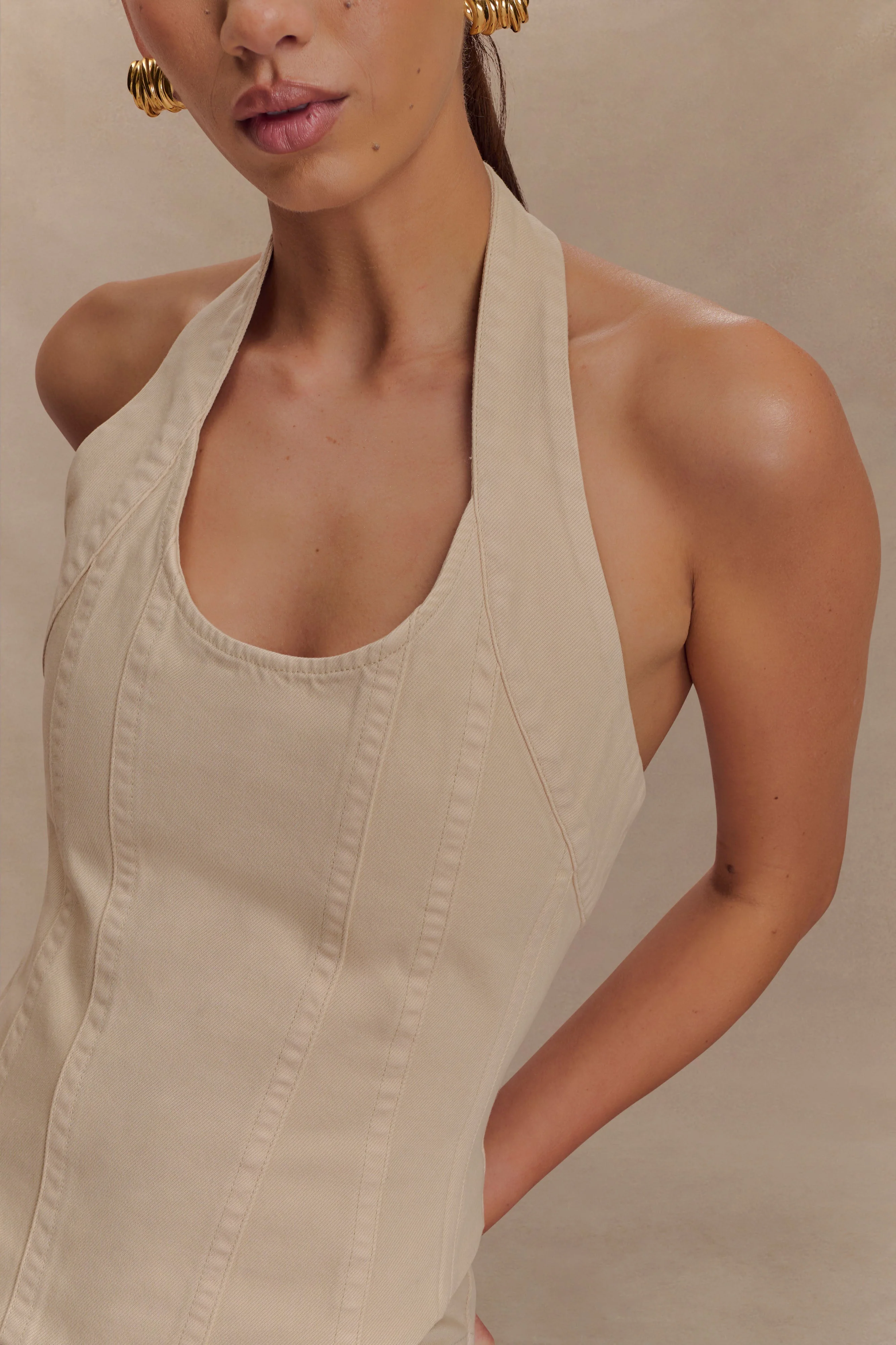 Meadow Denim Corset Halter Top - Stone Wash - Image 3