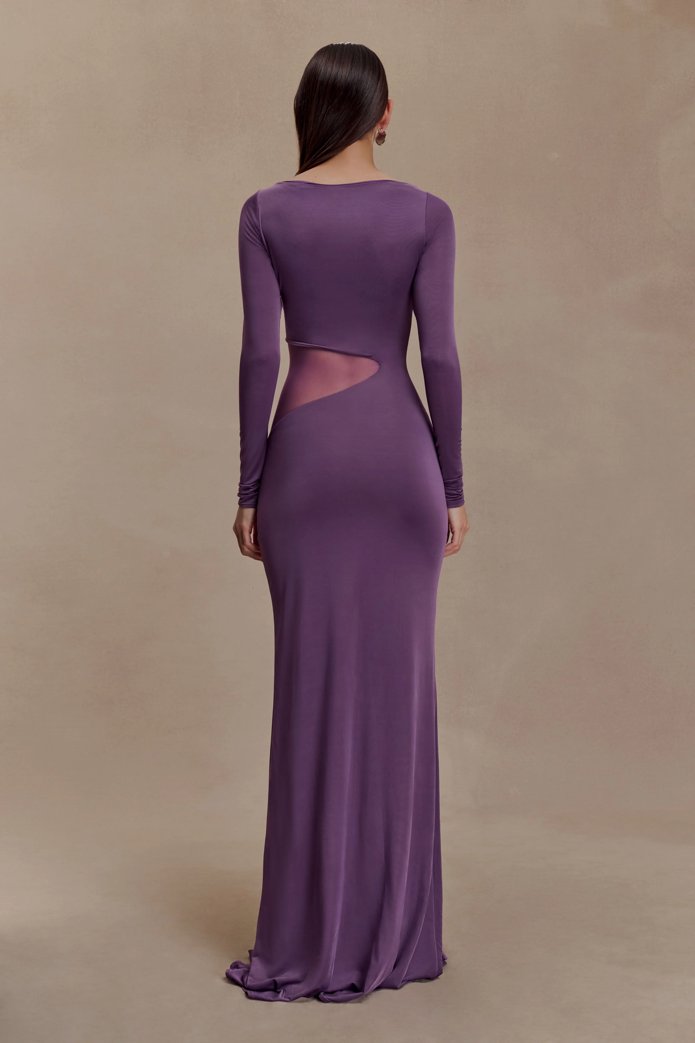 Megan Slinky And Mesh Maxi Dress - Purple - Image 2