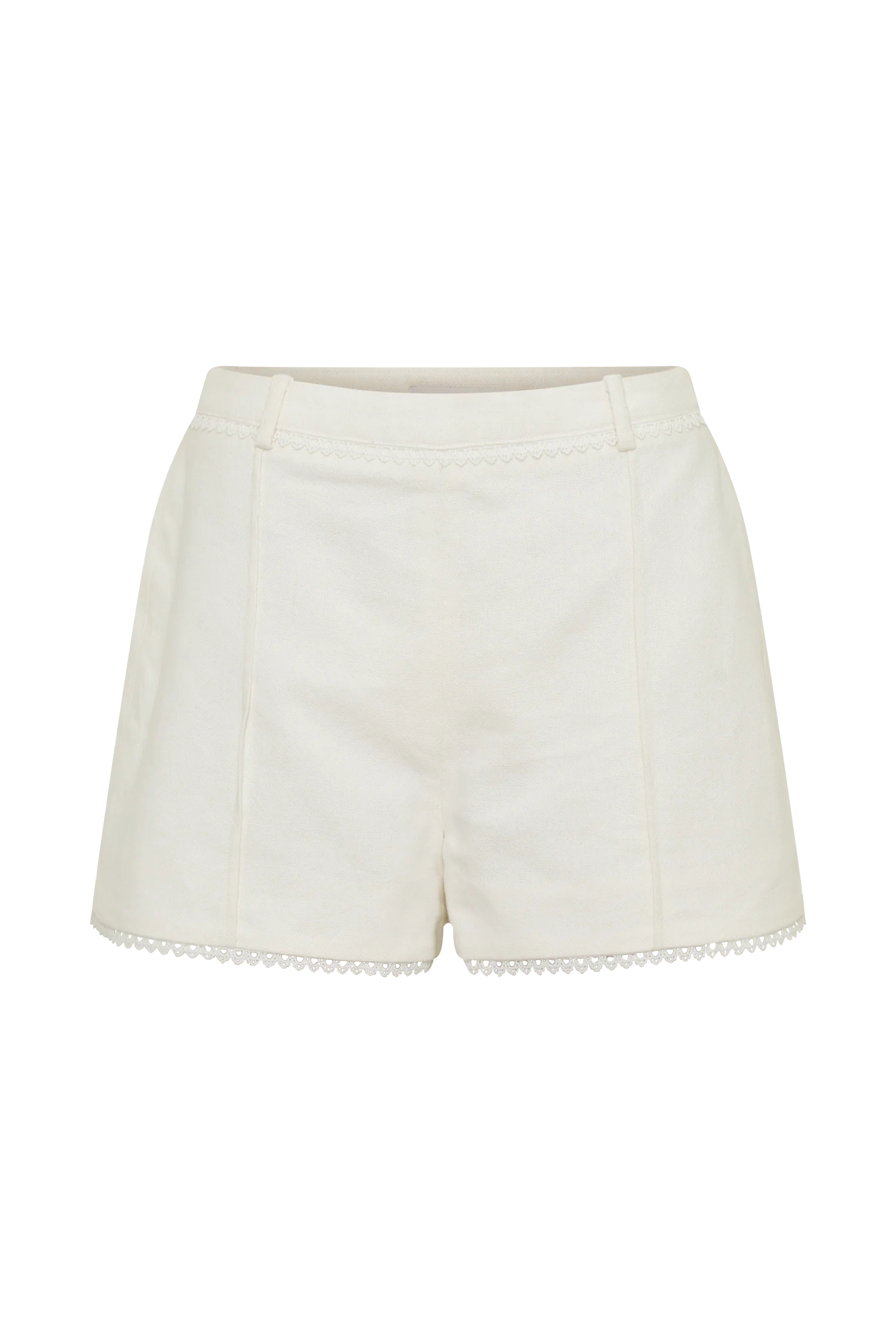 Melody Linen Short With Lace - White - Image 9