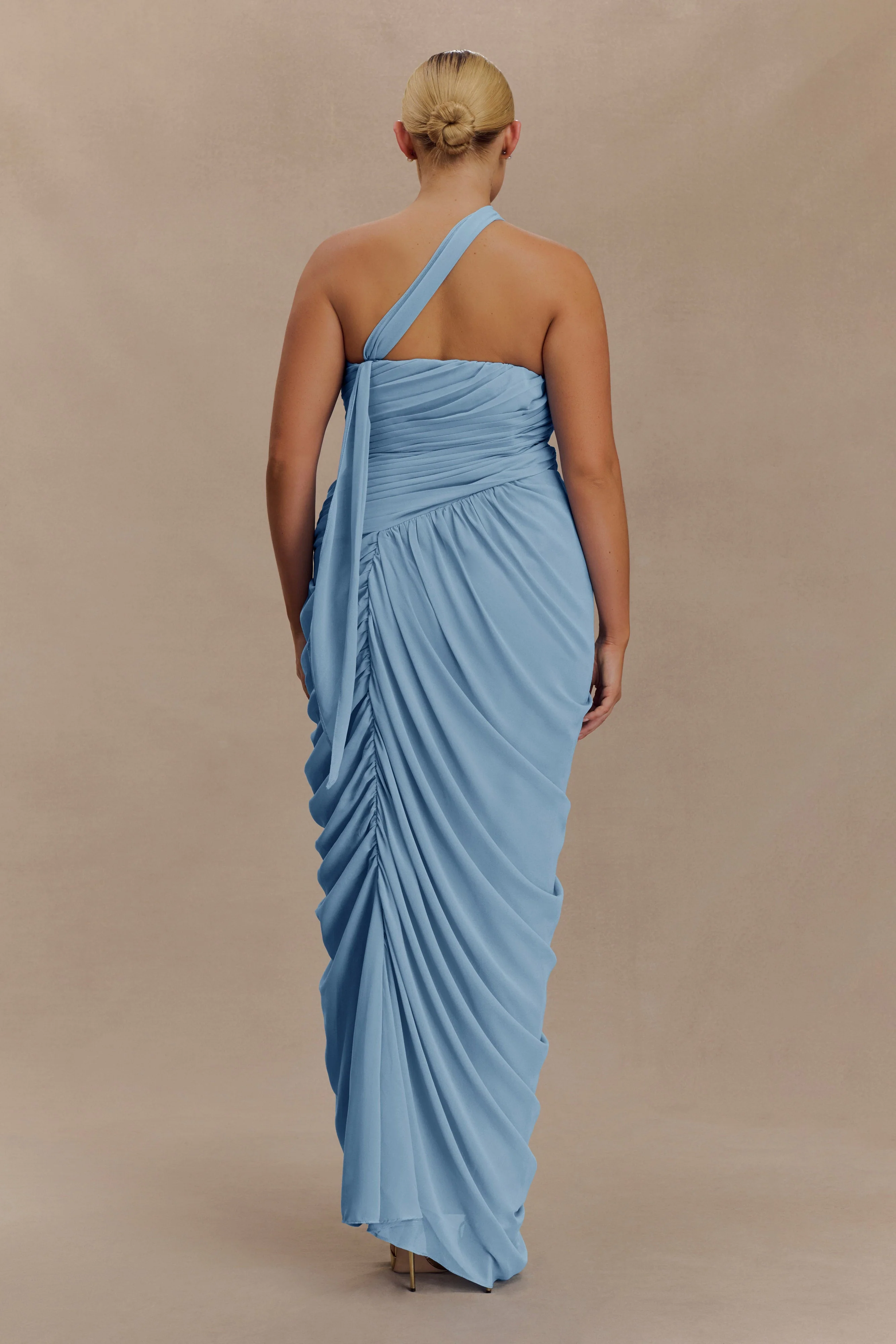 Micaela Chiffon Gathered Maxi Dress - Alaskan Blue - Image 2