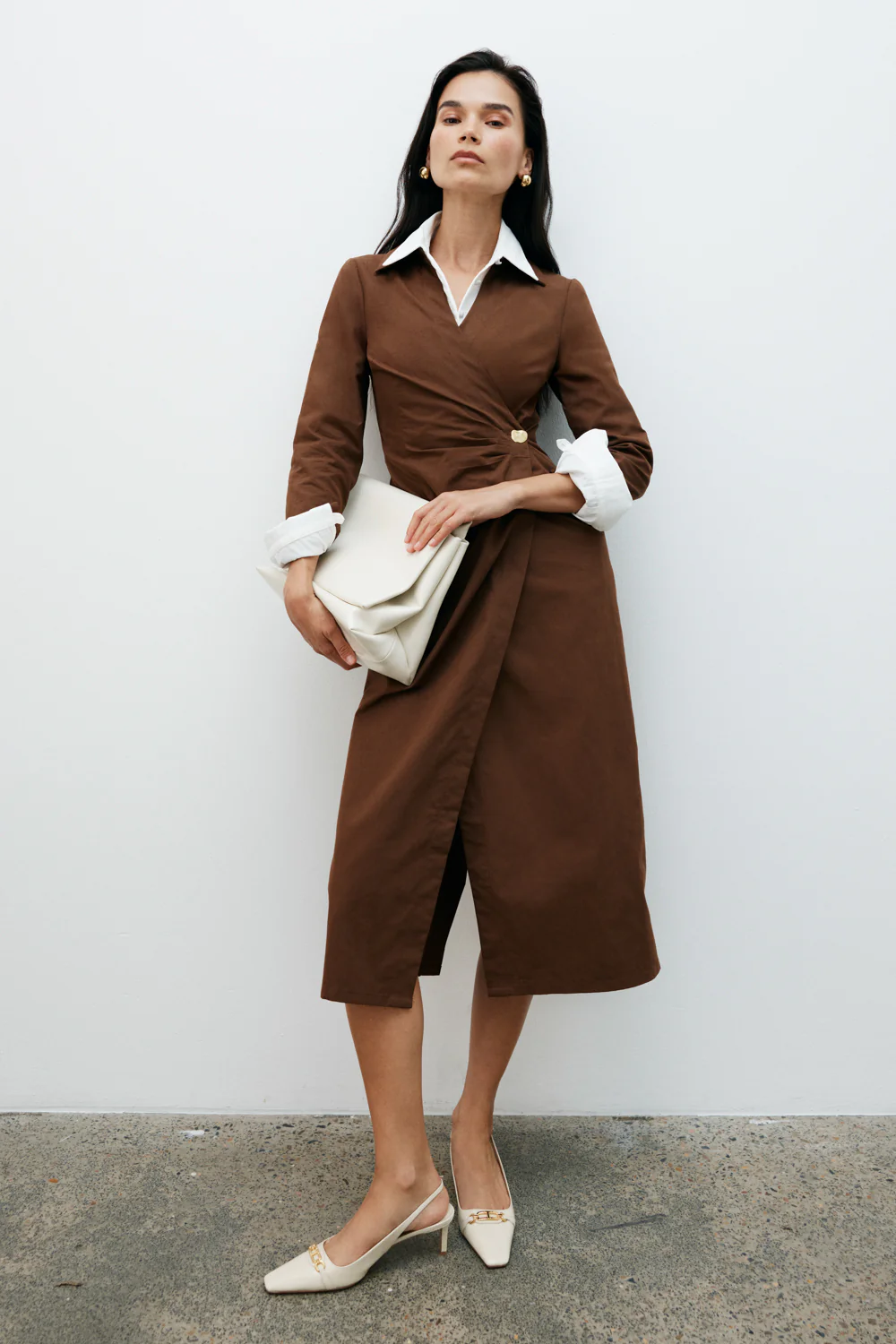 Mikaila Asymmetric Shirt Dress - Dark Chocolate - Image 7