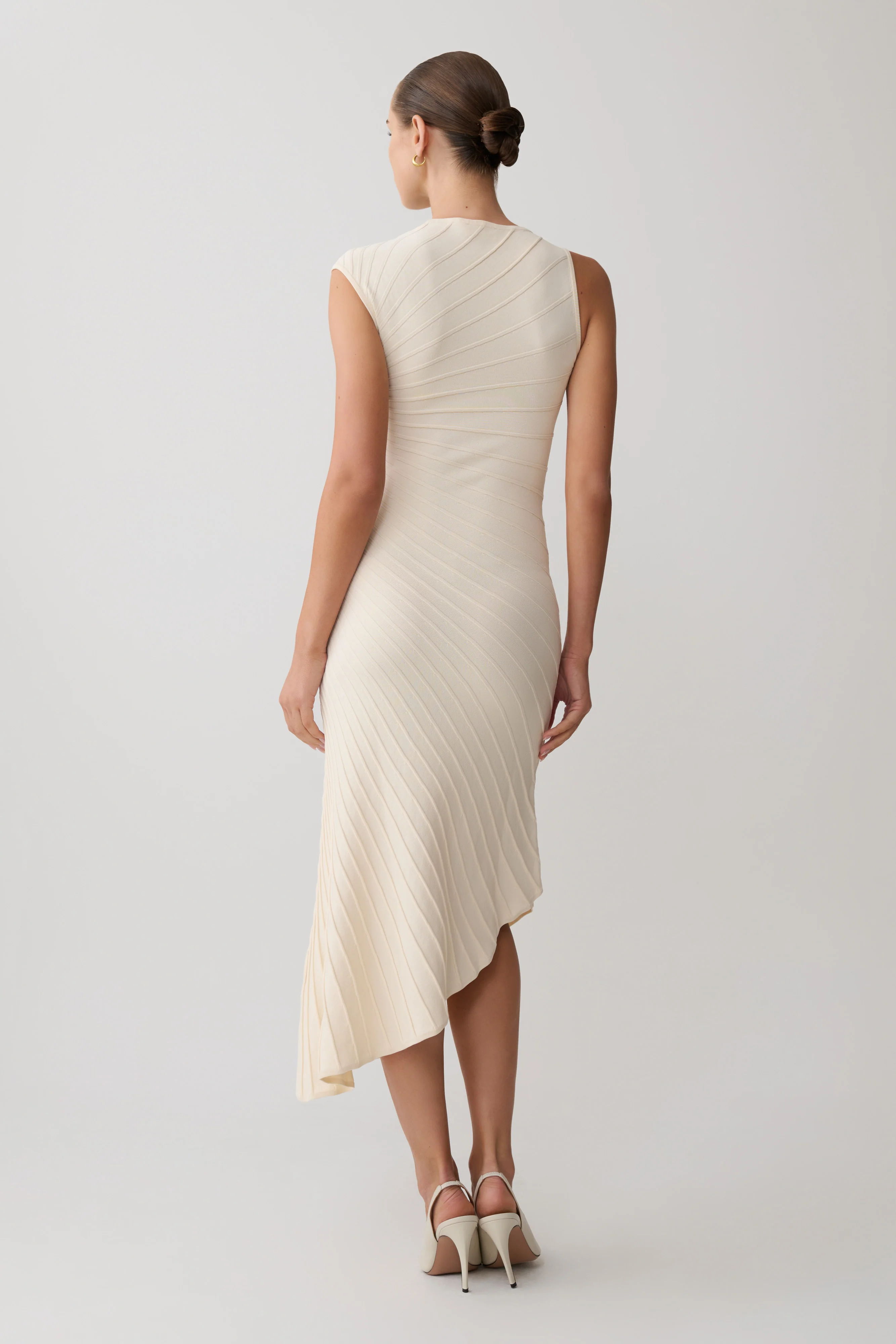 Milasandra Pleated Knit Dress - Ivory - Image 2