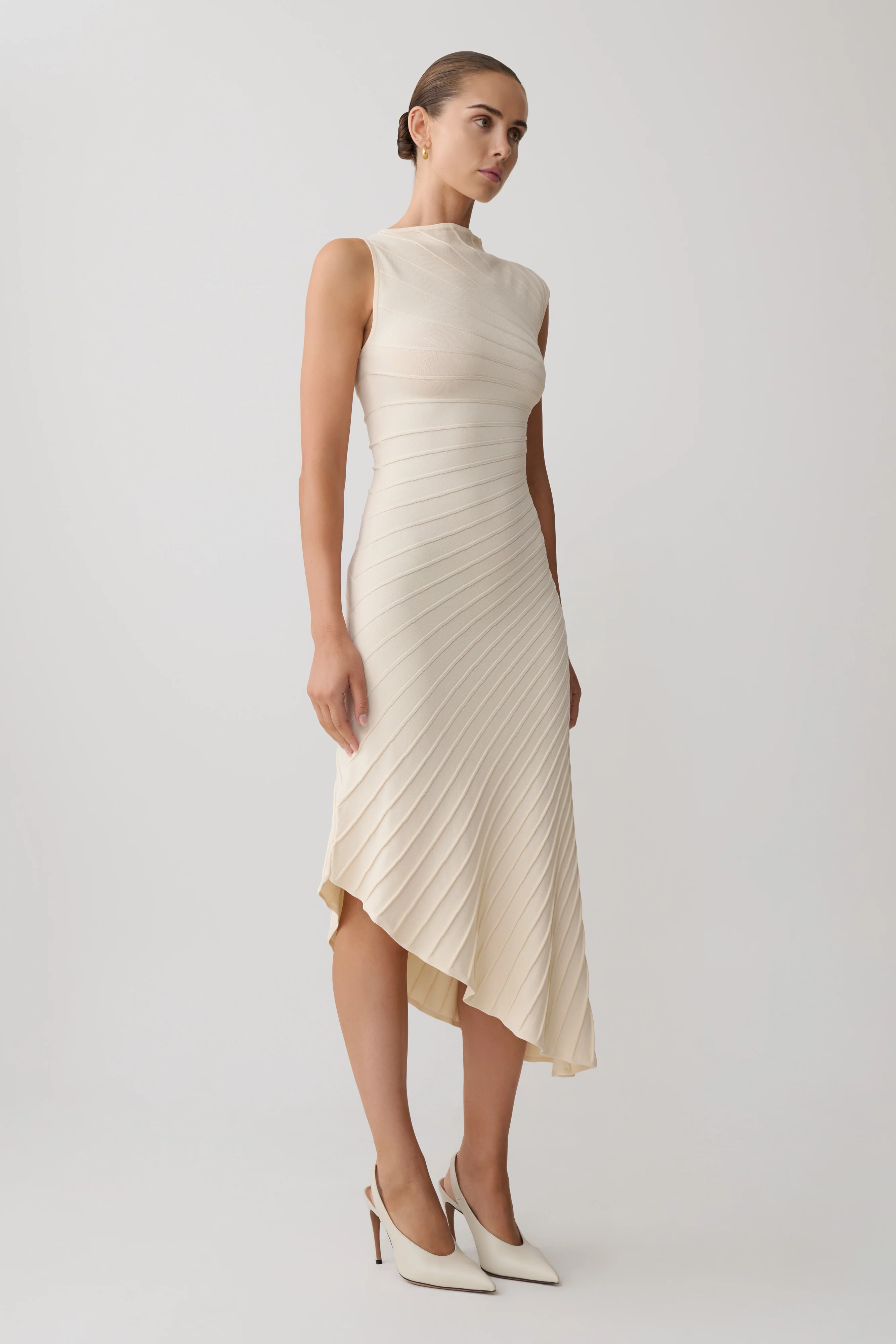 Milasandra Pleated Knit Dress - Ivory - Image 4