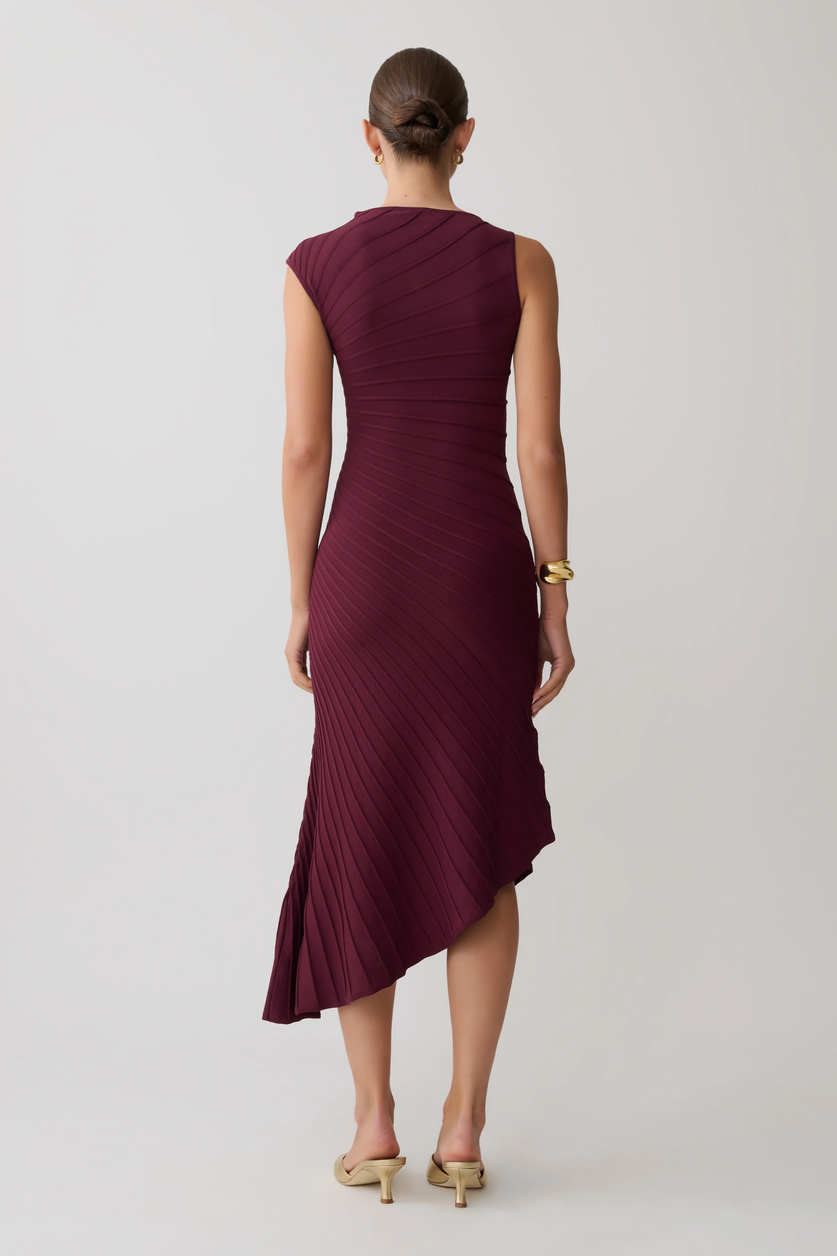 Milasandra Pleated Knit Dress - Plum - Image 2