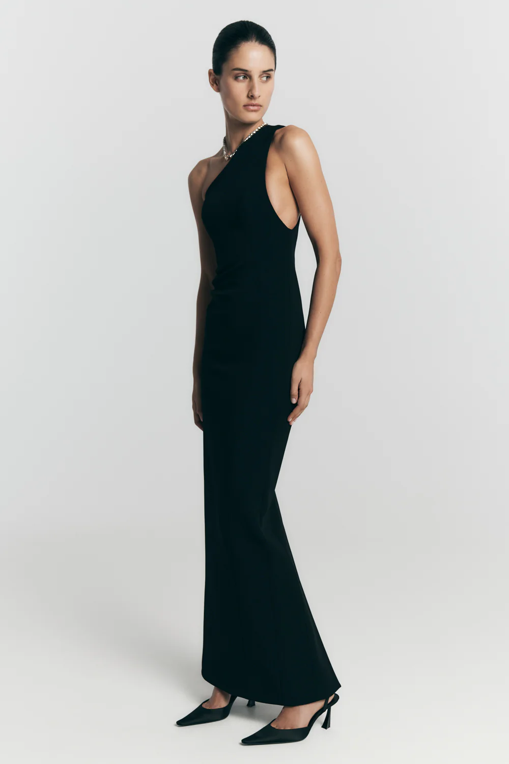 Milena One Shoulder Crepe Maxi Dress - Black - Image 9
