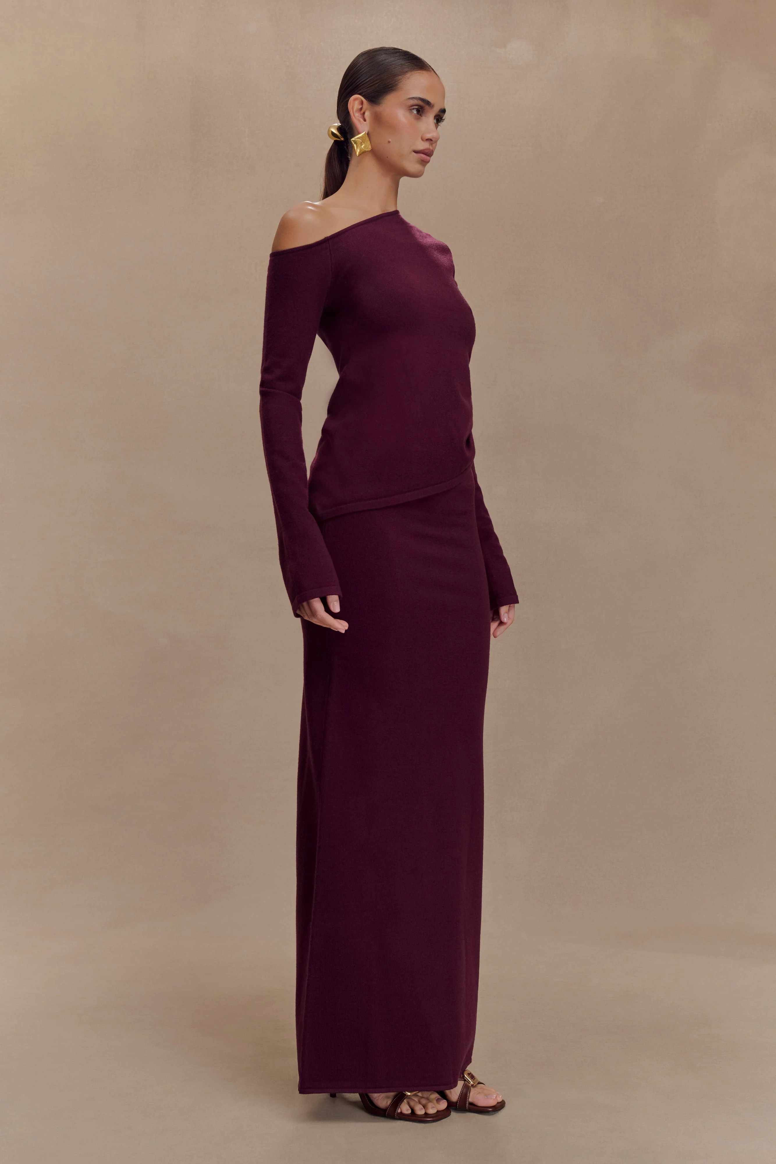 Miles Knit Maxi Skirt - Plum - Image 3