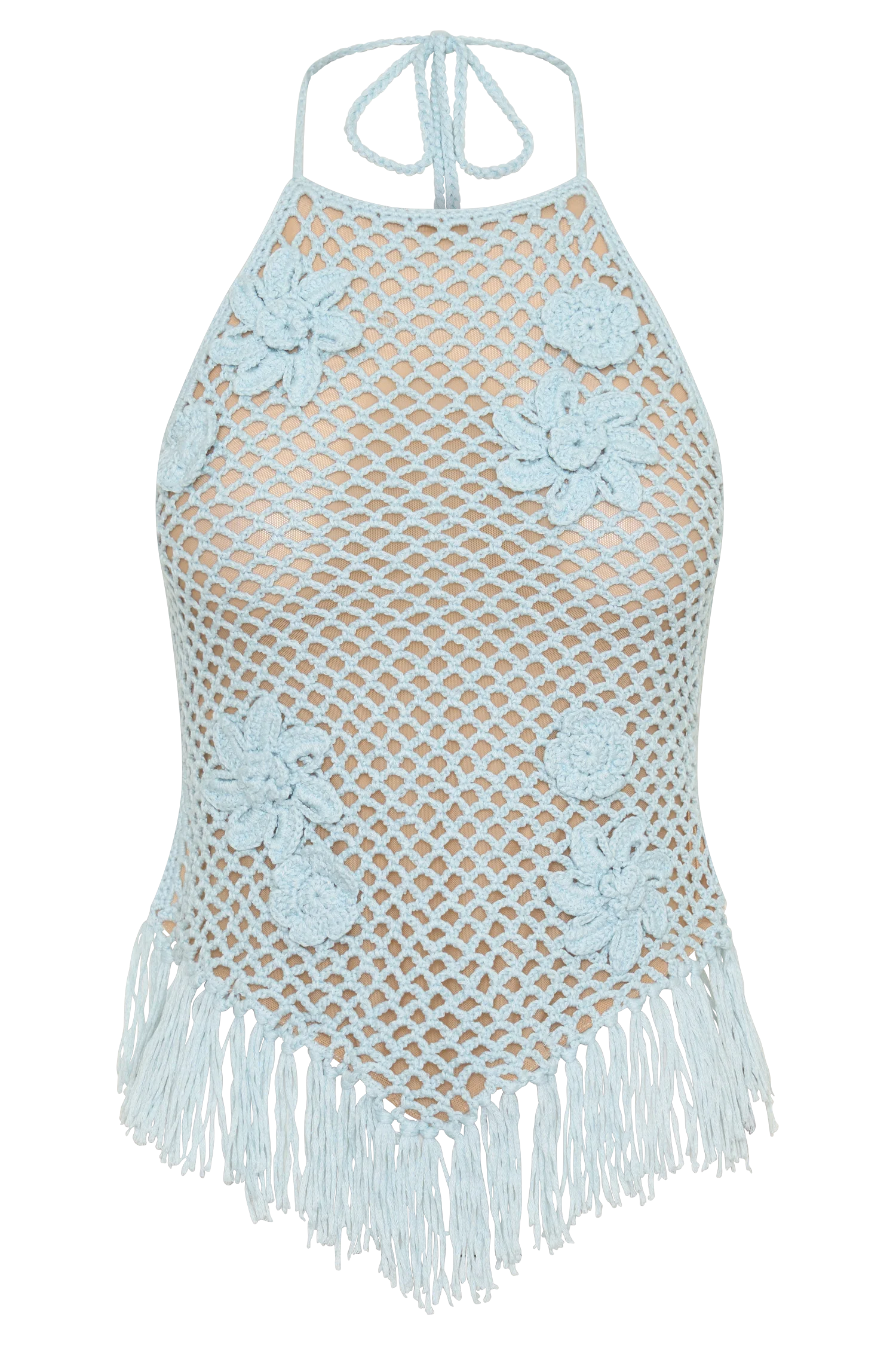 Miley Crochet Halter Top - Pale Aqua - Image 11