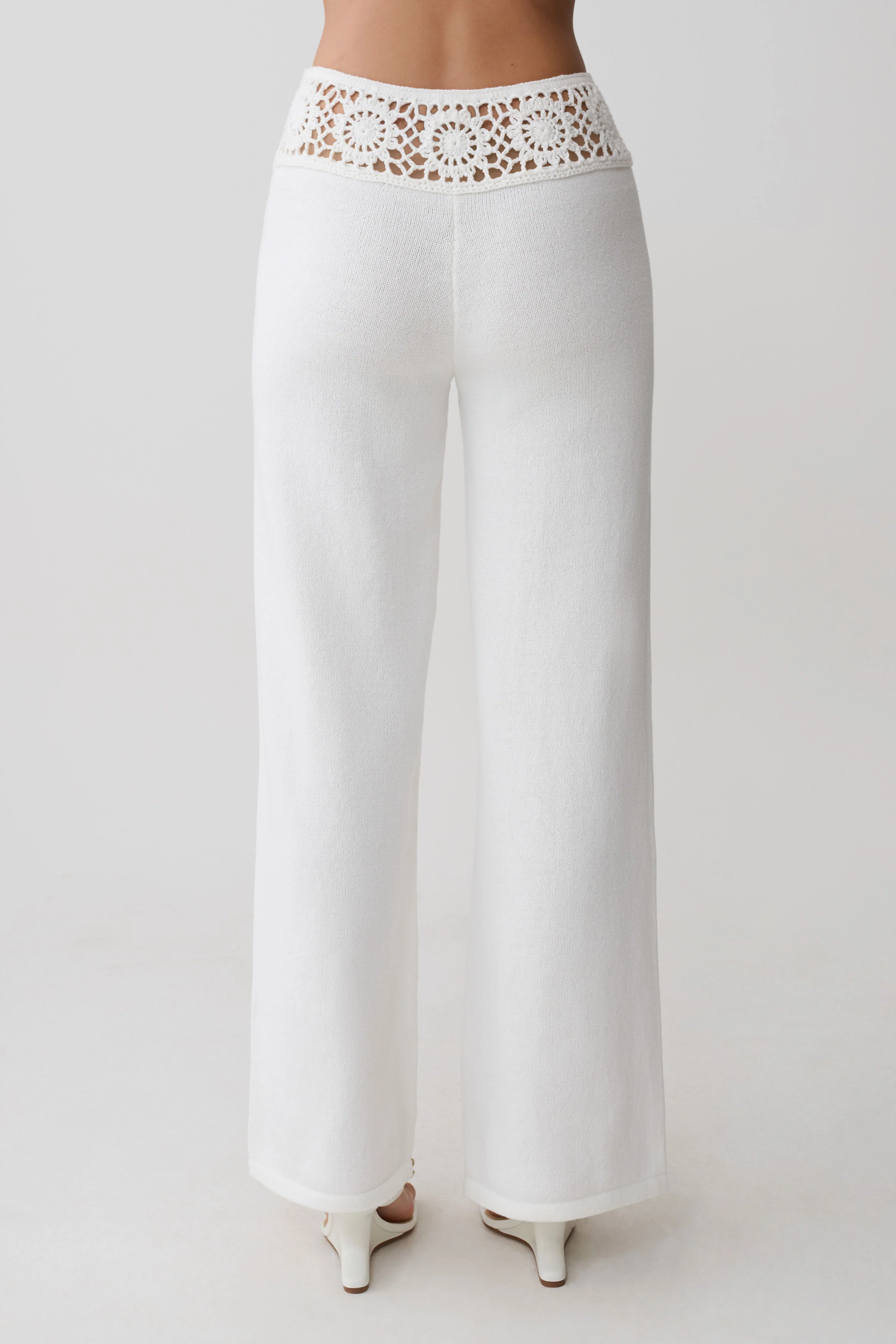 Miley Crochet Waistband Straight Leg Pant - Ivory - Image 2