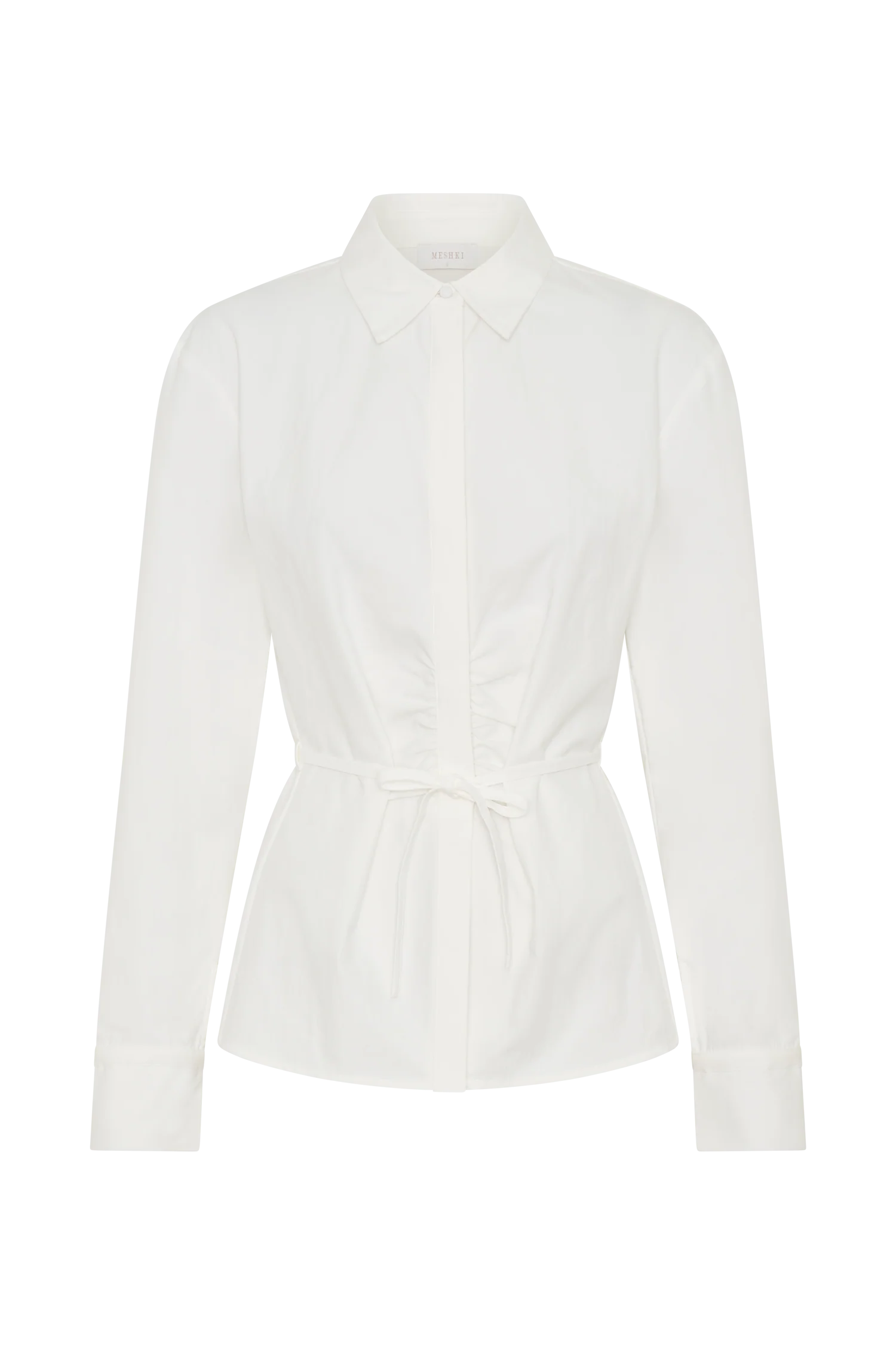 Millie Tie Back Cotton Shirt - White - Image 10