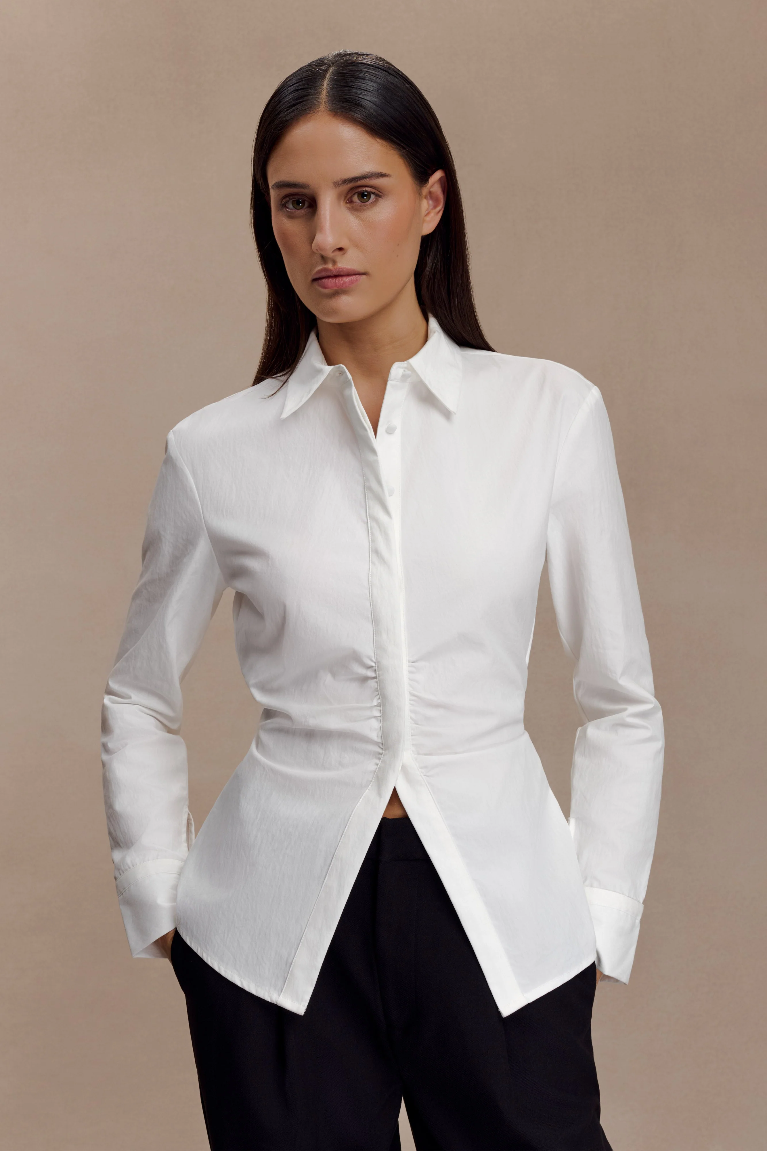Millie Tie Back Cotton Shirt - White - Image 2