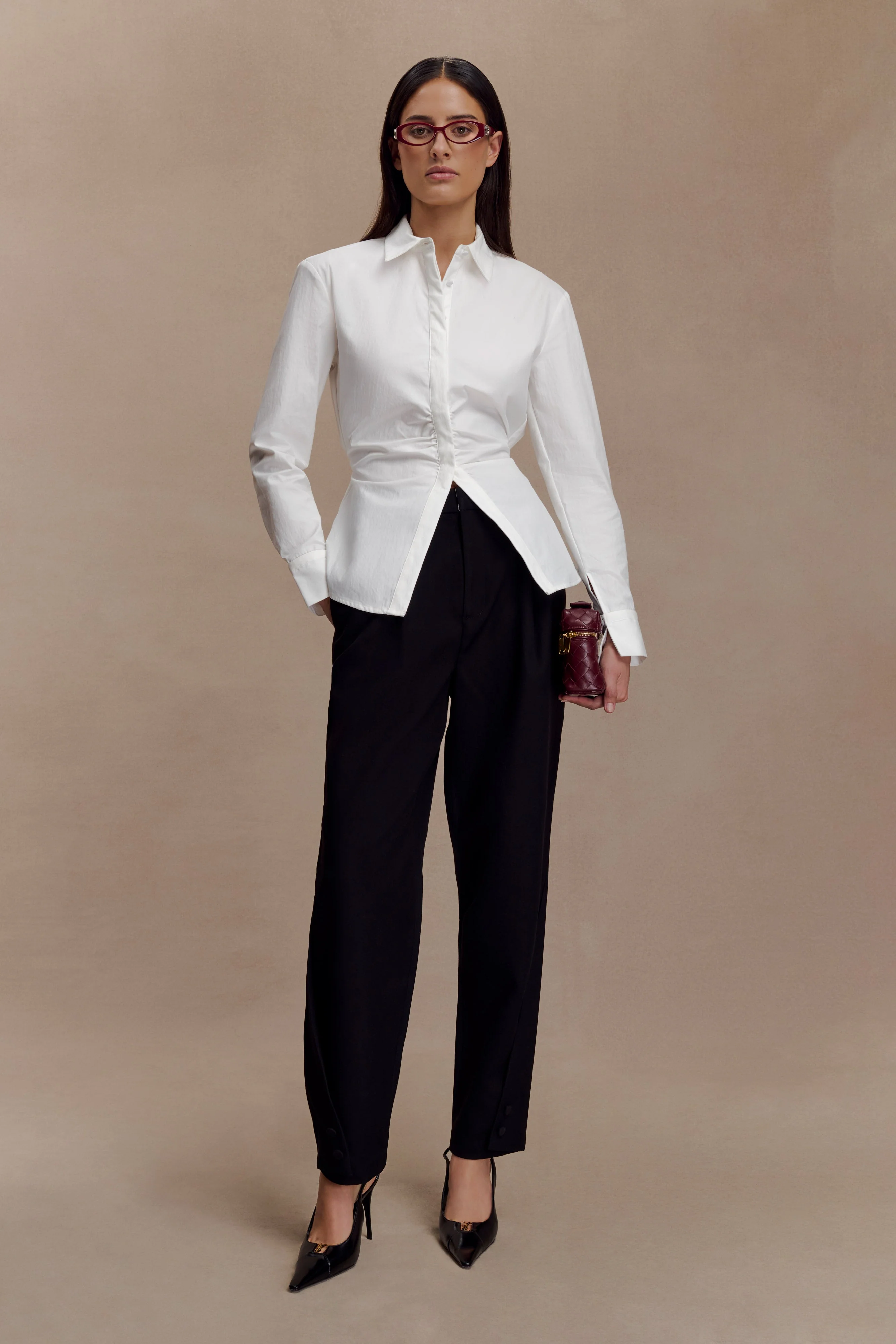 Millie Tie Back Cotton Shirt - White - Image 7