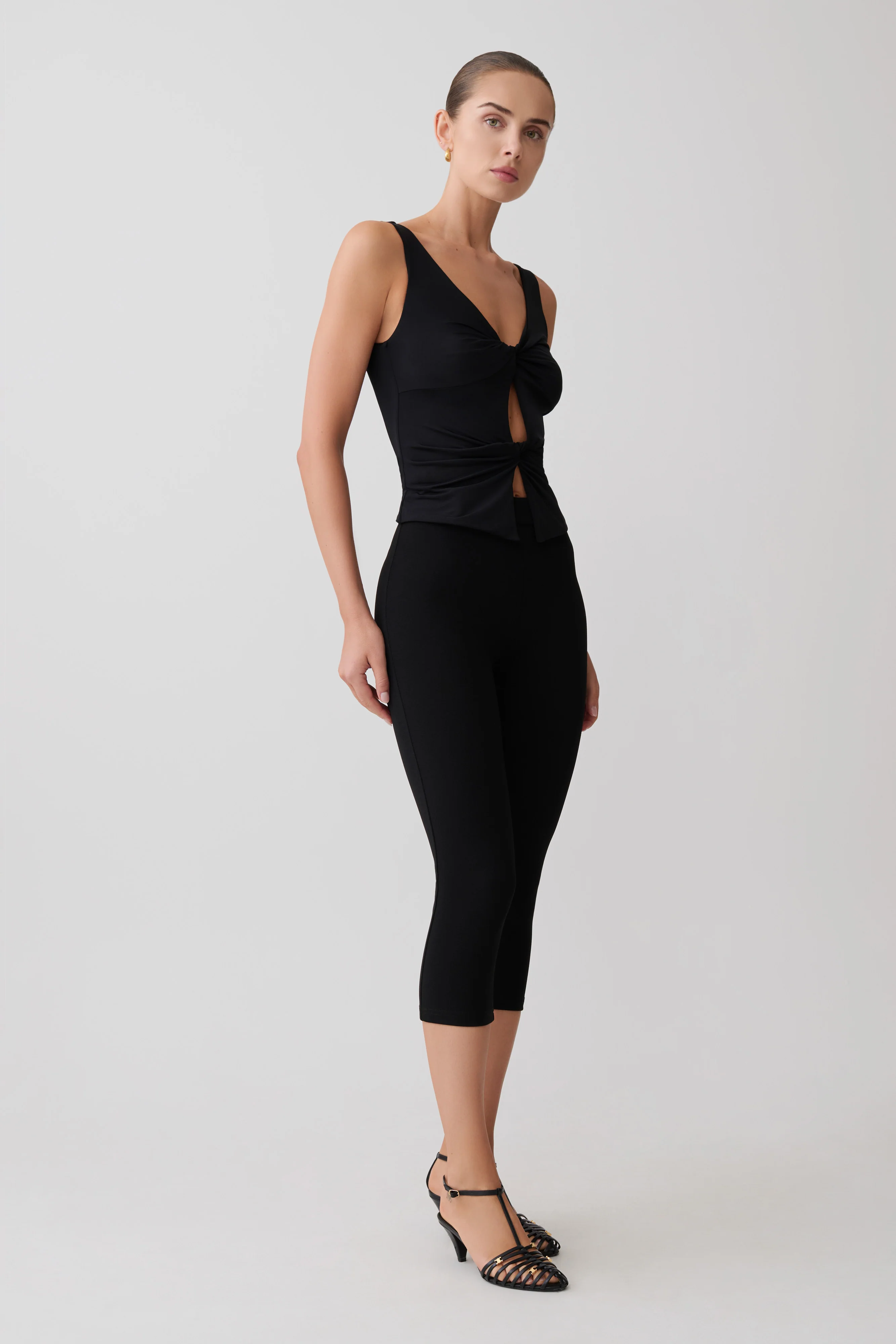 Millie Twist Sleeveless Top - Black - Image 5