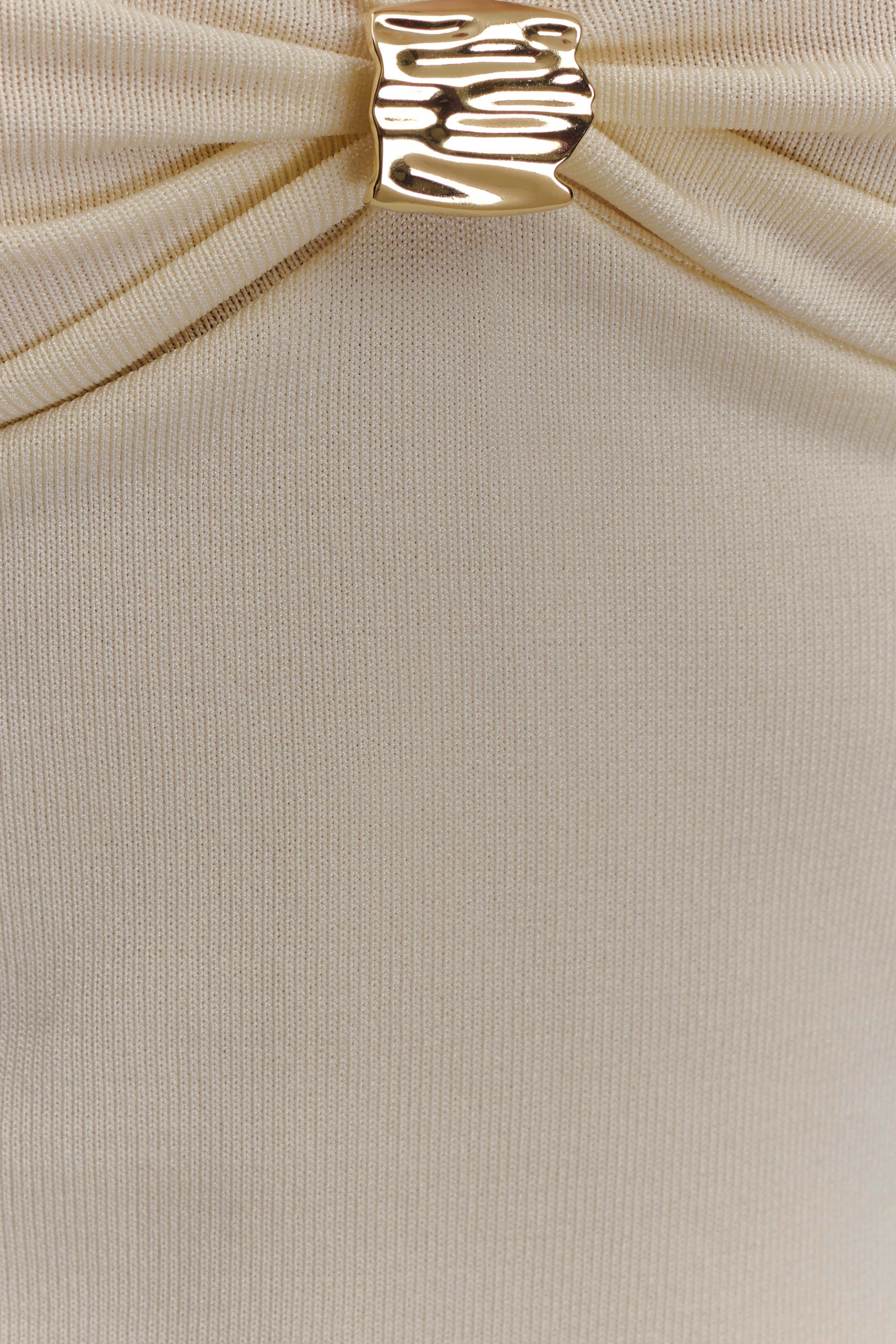 Miraby Front Ruched Knit Long Sleeve Top - Ivory - Image 6
