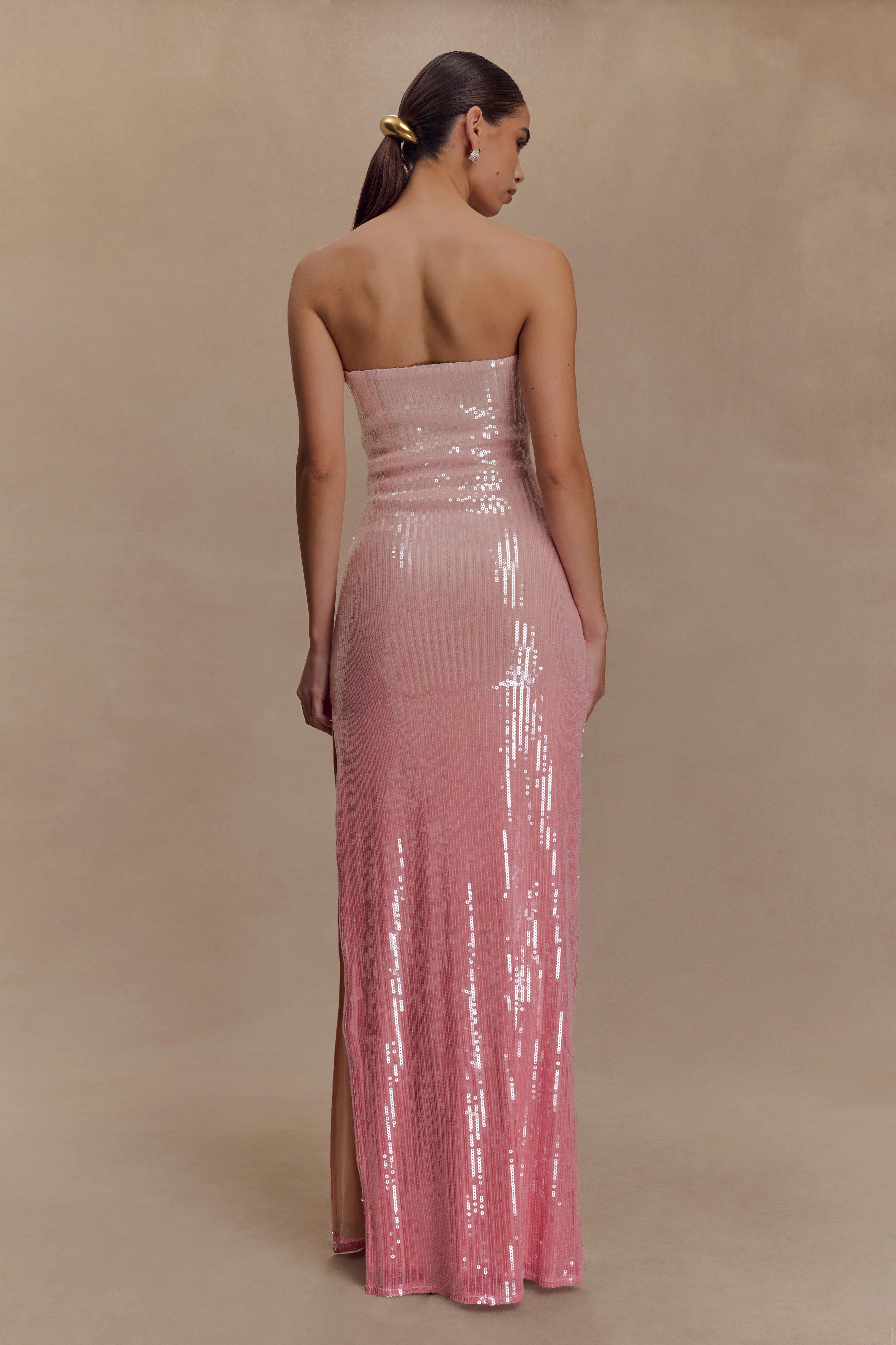 Miranda Strapless Sequin Maxi Dress - Ombre Pink - Image 2
